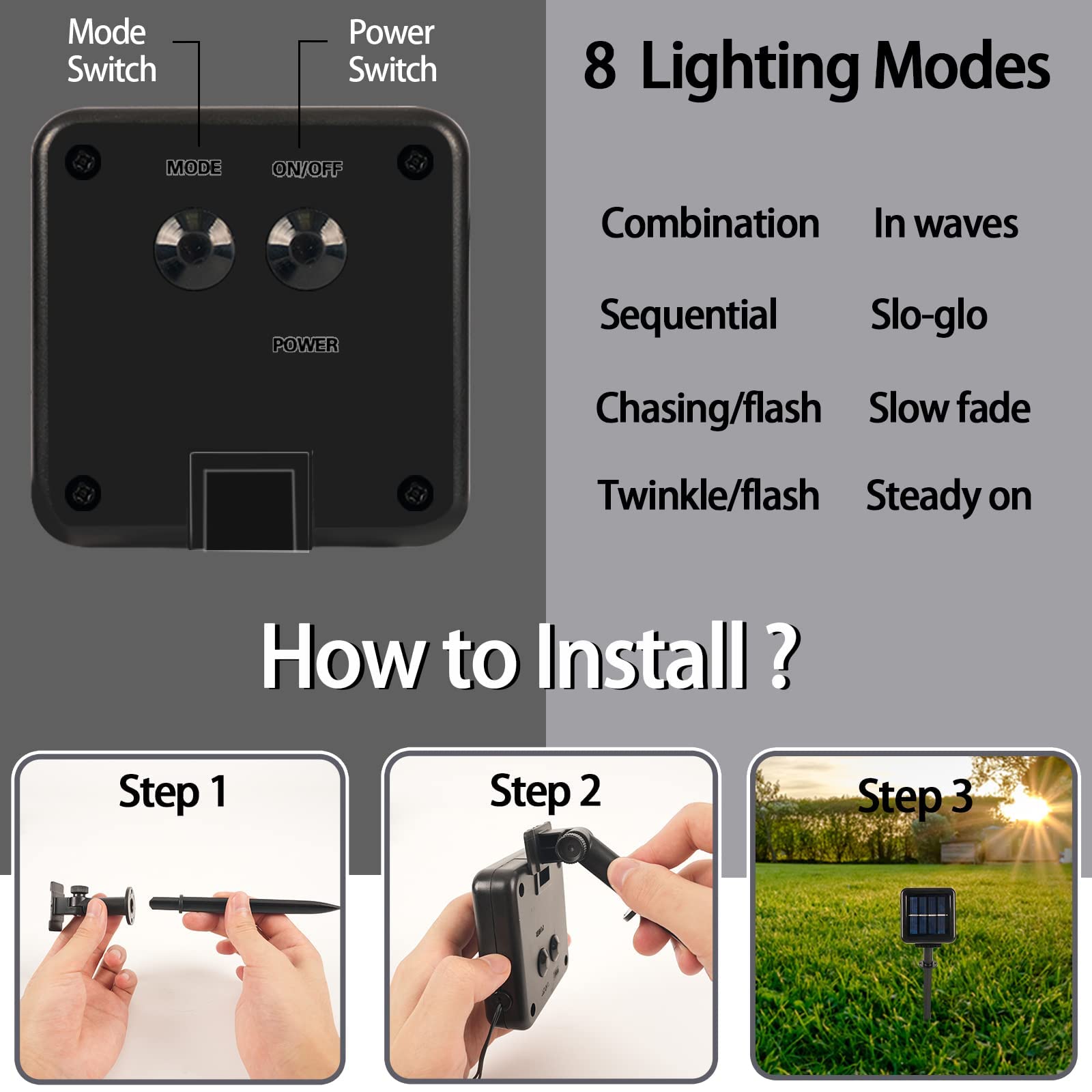 Selarlyt Solar String Lights - 200 LED, 72FT, 8 Lighting Modes, Cool White, Waterproof Outdoor Decoration for Garden, Patio, Xmas, Party