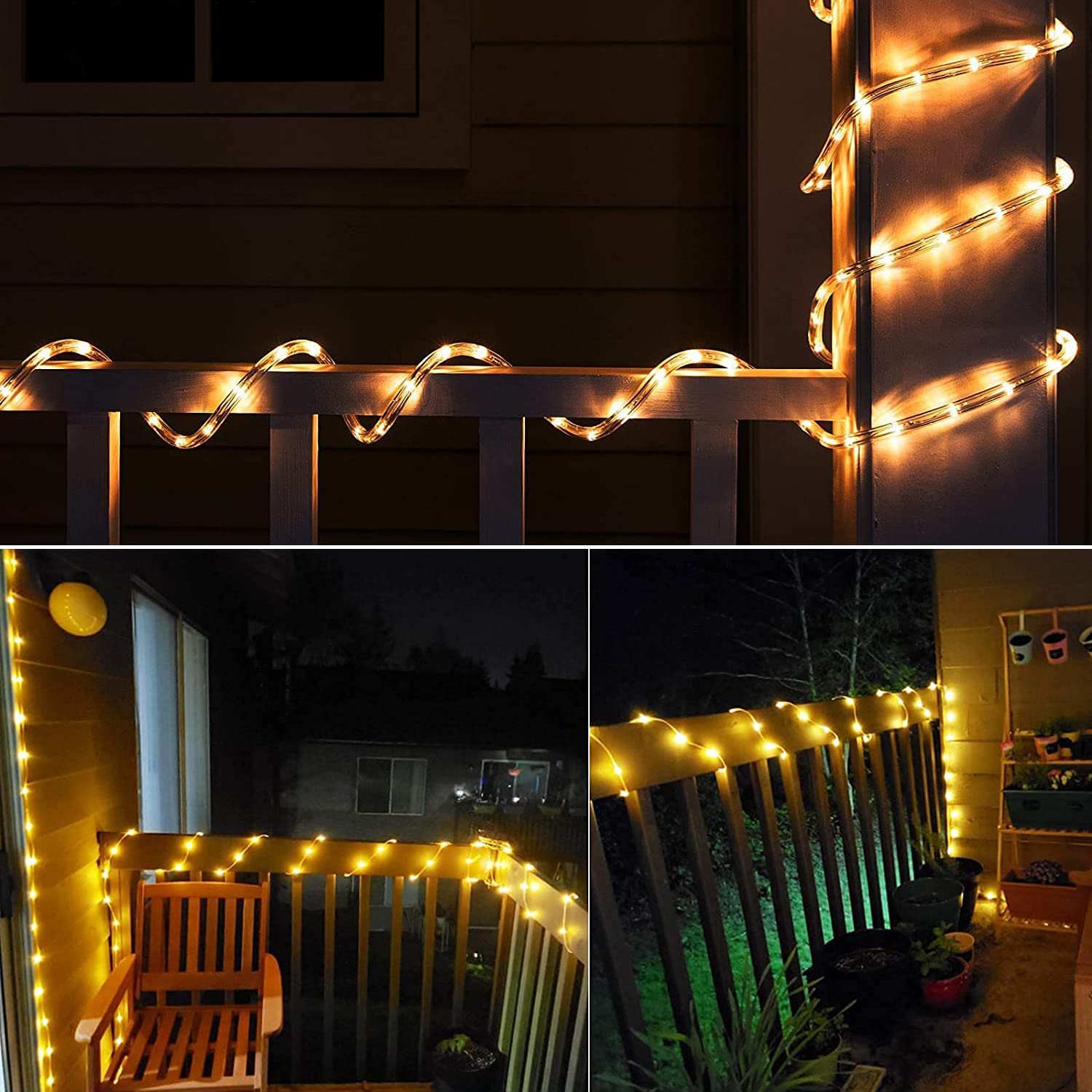 Solar Rope Light 33FT 100L IP65 Weatherproof Outdoor LED Copper Fairy String Tube Lights for Party Garden Porch Yard Home Weddin