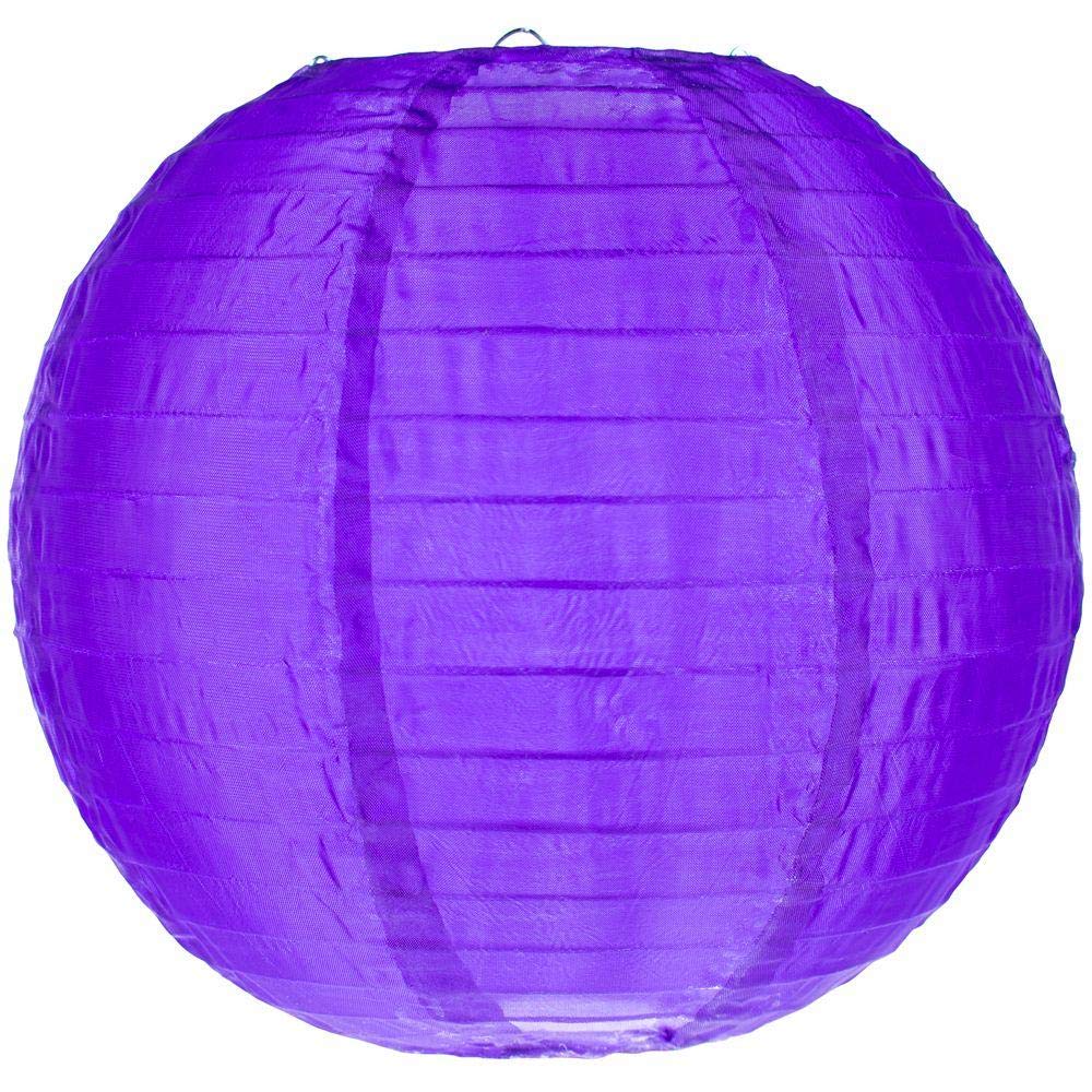 Quasimoon Paperlanternstore.Com 4 Inch Royal Purple Round Nylon Lantern, Even Ribbing, Hanging Decoration (10 Pack)