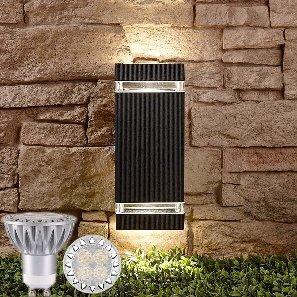 Bling Outdoor Wall Lights, Dusk to Dawn, ETL Listed Aluminum, Waterproof, GU10-5W, Square 3 Pack