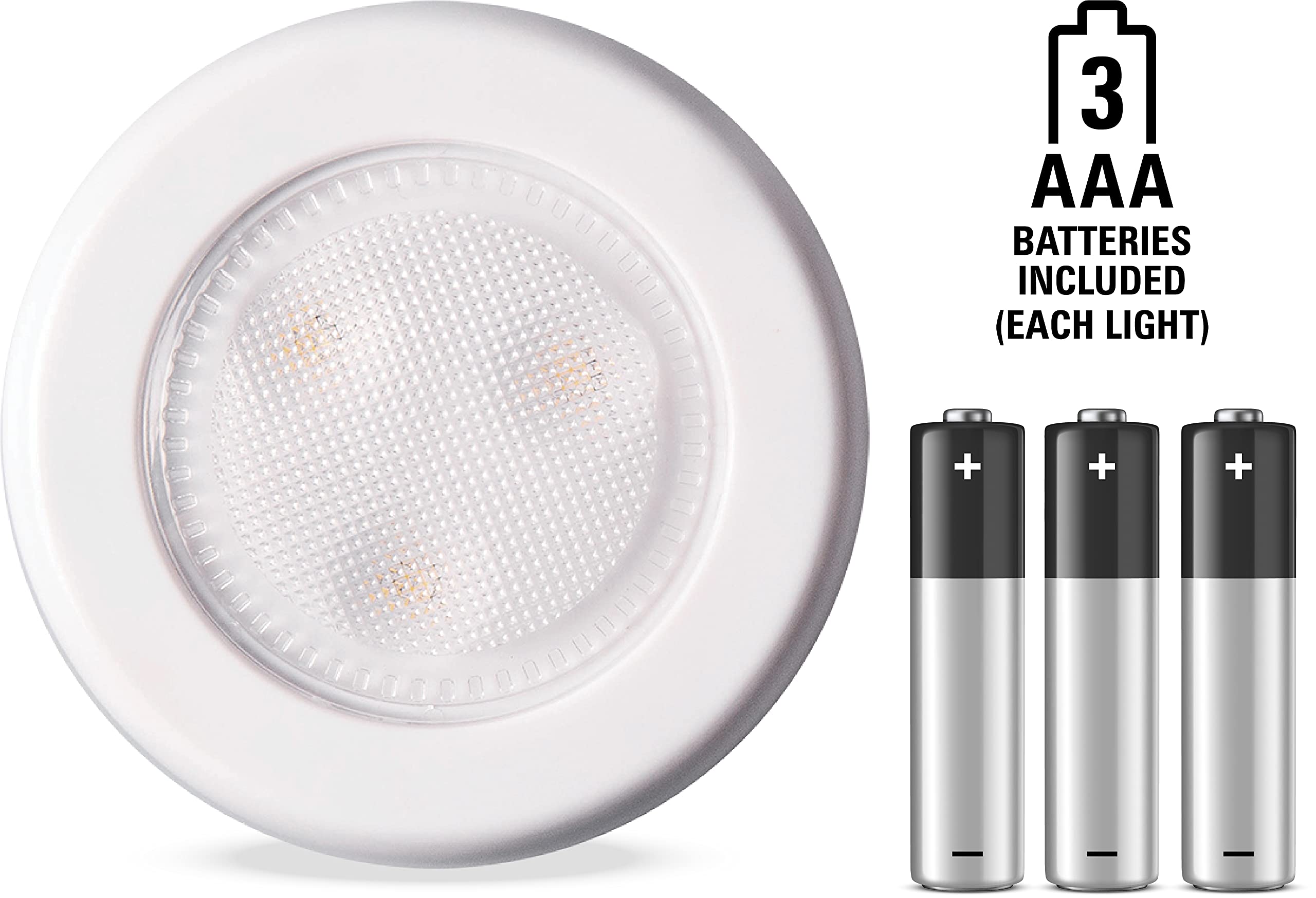 Westek Ultra-Thin LED Puck Light, 6PK with Batteries, White, Model BL-PUTN-W6, Plastic Material