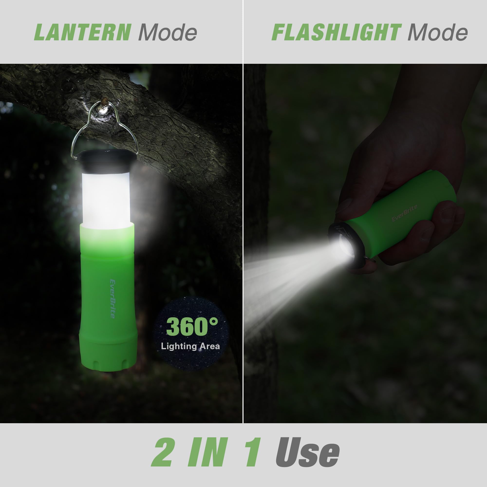 EverBrite 2-in-1 Mini Lanterns and Flashlights, Zoomable Flashlight Lantern Combo with 3 Modes, Camping Essentials, 2PC Battery