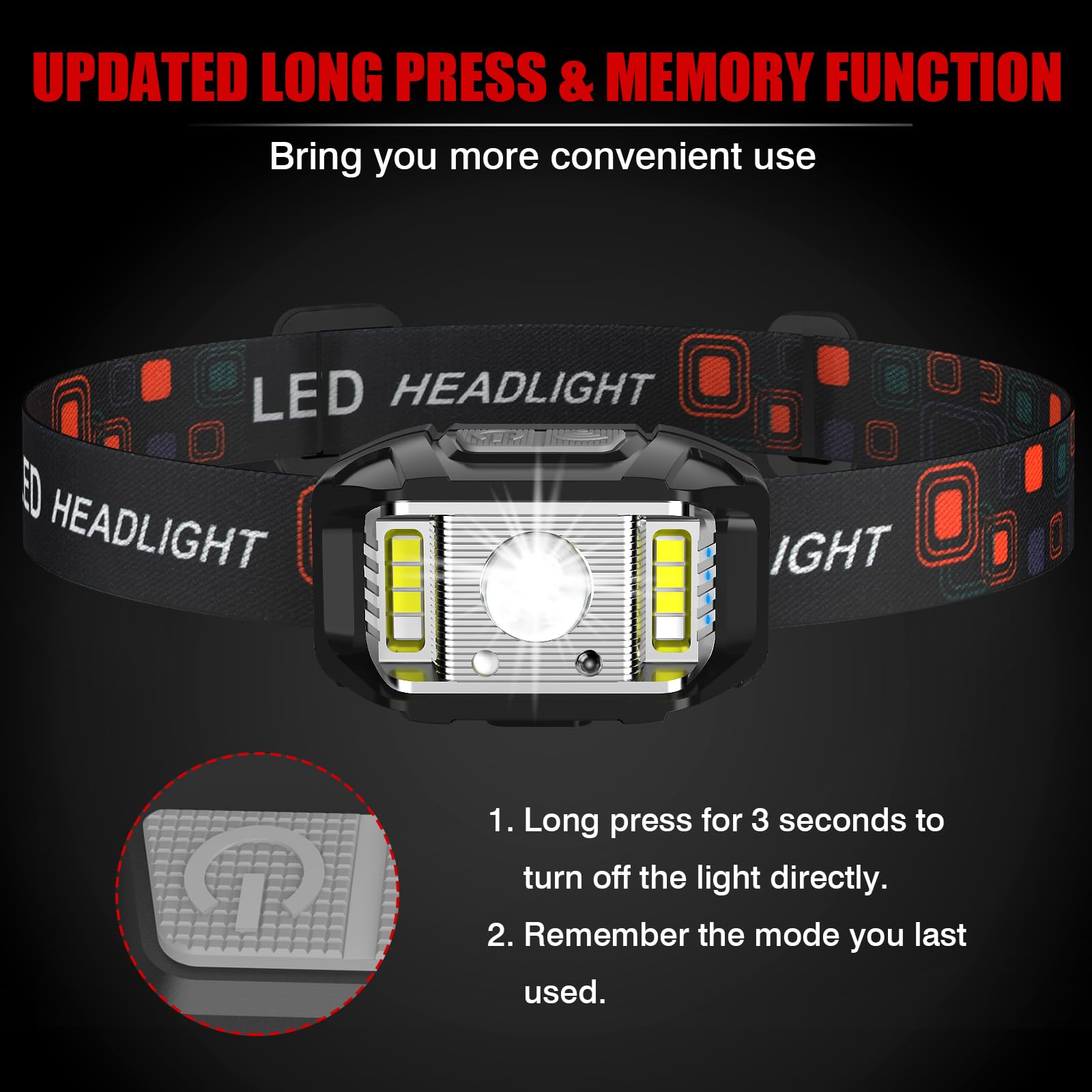 Headlamp Rechargeable, Jndfofc High Lumen Super Bright Motion Sensor Led Head Lamp Flashlight, 2 Pack Waterproof Headlight With