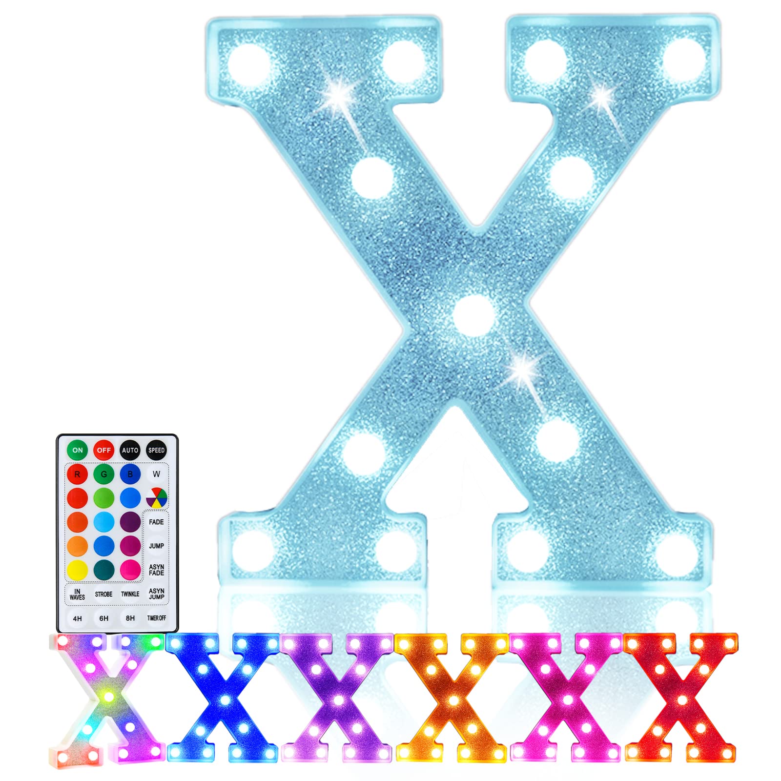 Pooqla LED Marquee Letter Light Sign, Colorful 18 Colors, Battery Powered, Glitter Silver, Model 0daab49c, Home Decor