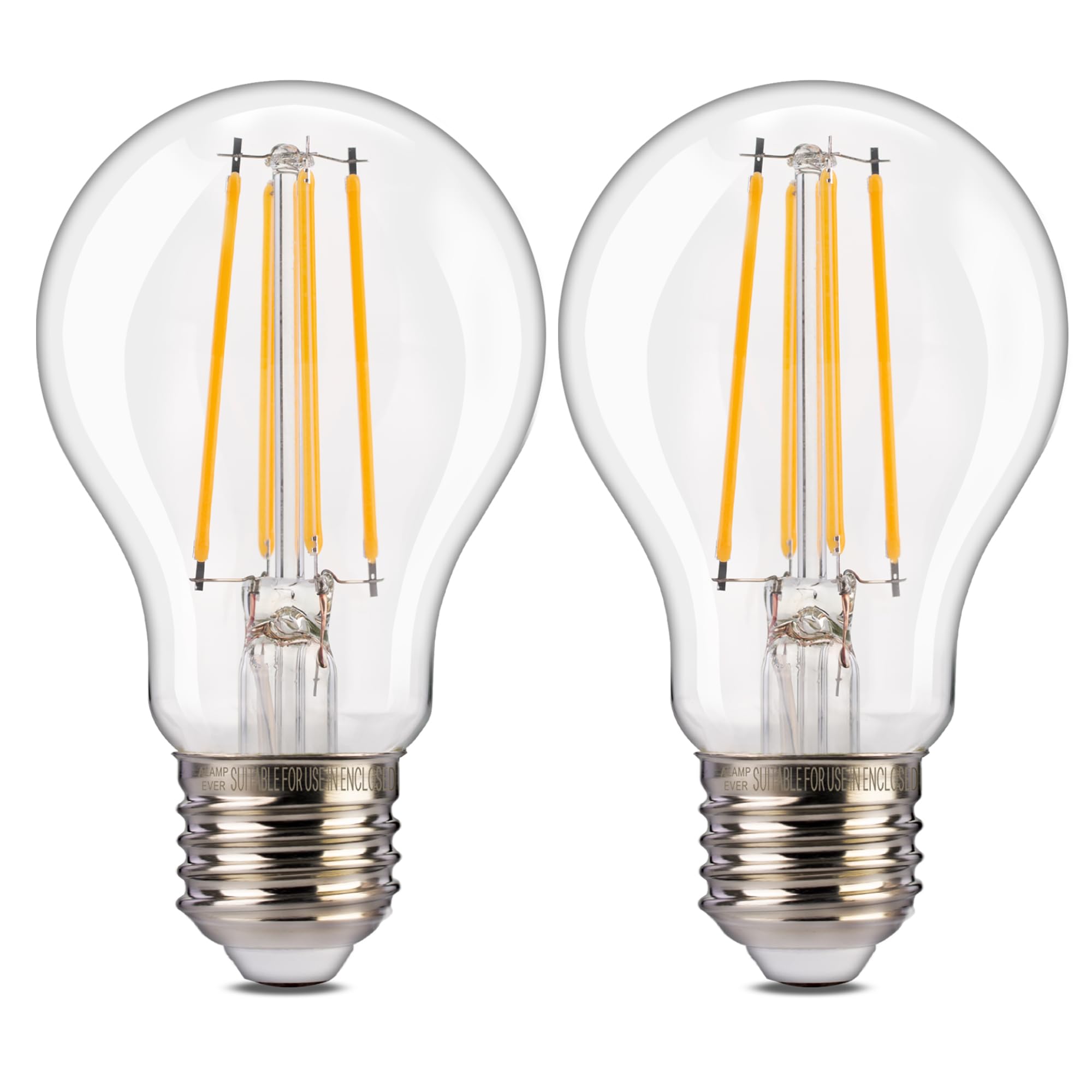 ALAMPEVER 1400LM Dusk to Dawn LED Outdoor Light Bulb, 2-Pack A19 LED Bulb 100W Equivalent, E26 Base, 2700K Soft White, 8W Automa