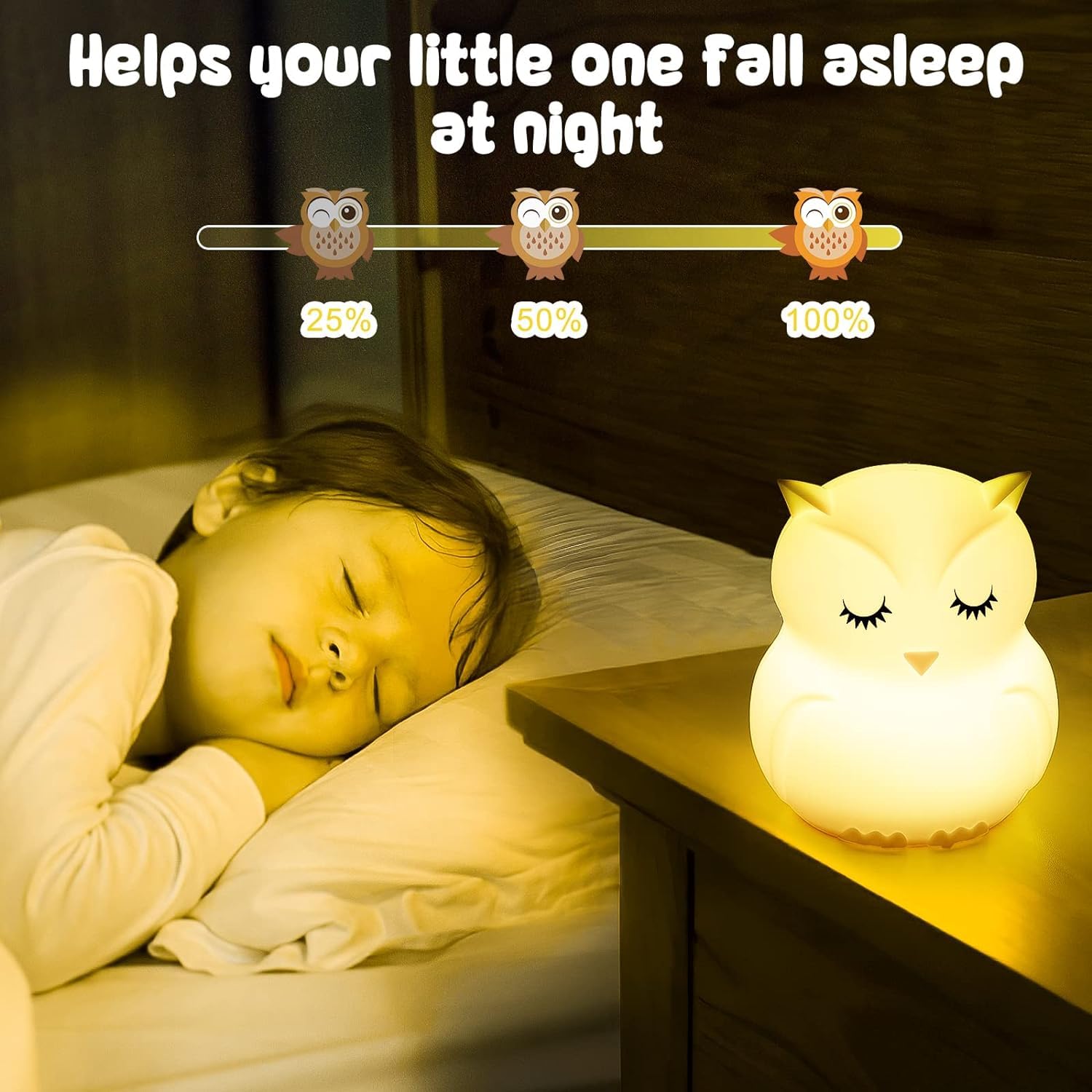 ShaArkMango LED Night Light - Cute Owl Bedside Lamp, Rechargeable, Dimming & Timer, Silicone Rubber, B-Owl, Model JL-213 for Kids