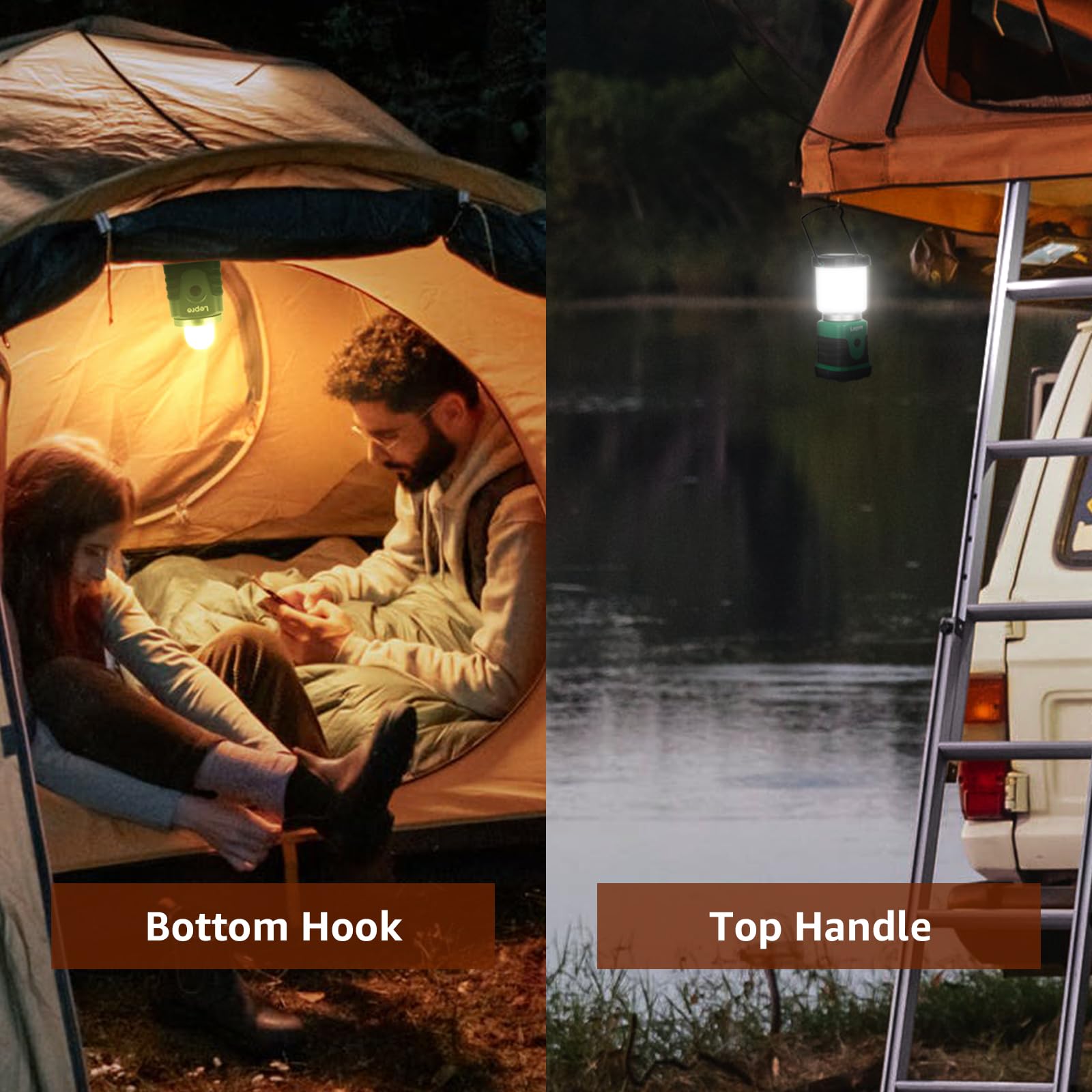 Lepro Mini LED Camping Lantern, 350LM, 4 Light Modes, Battery Powered, White, 2 Packs, Model PR330032-2