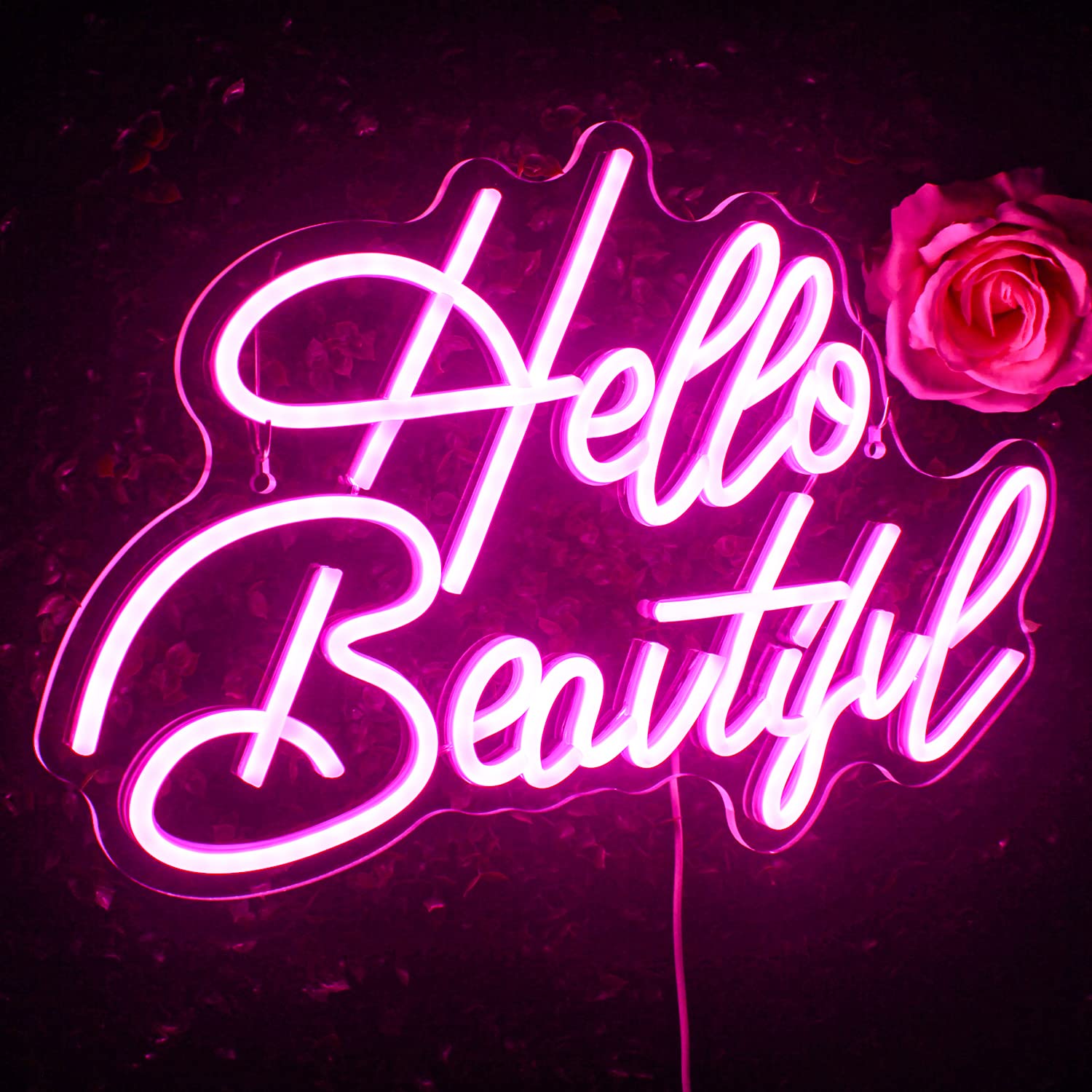 Looklight Neon Sign - Pink LED Light for Wall Decor, Model NS0725_5, Acrylic Material, USB Connectivity