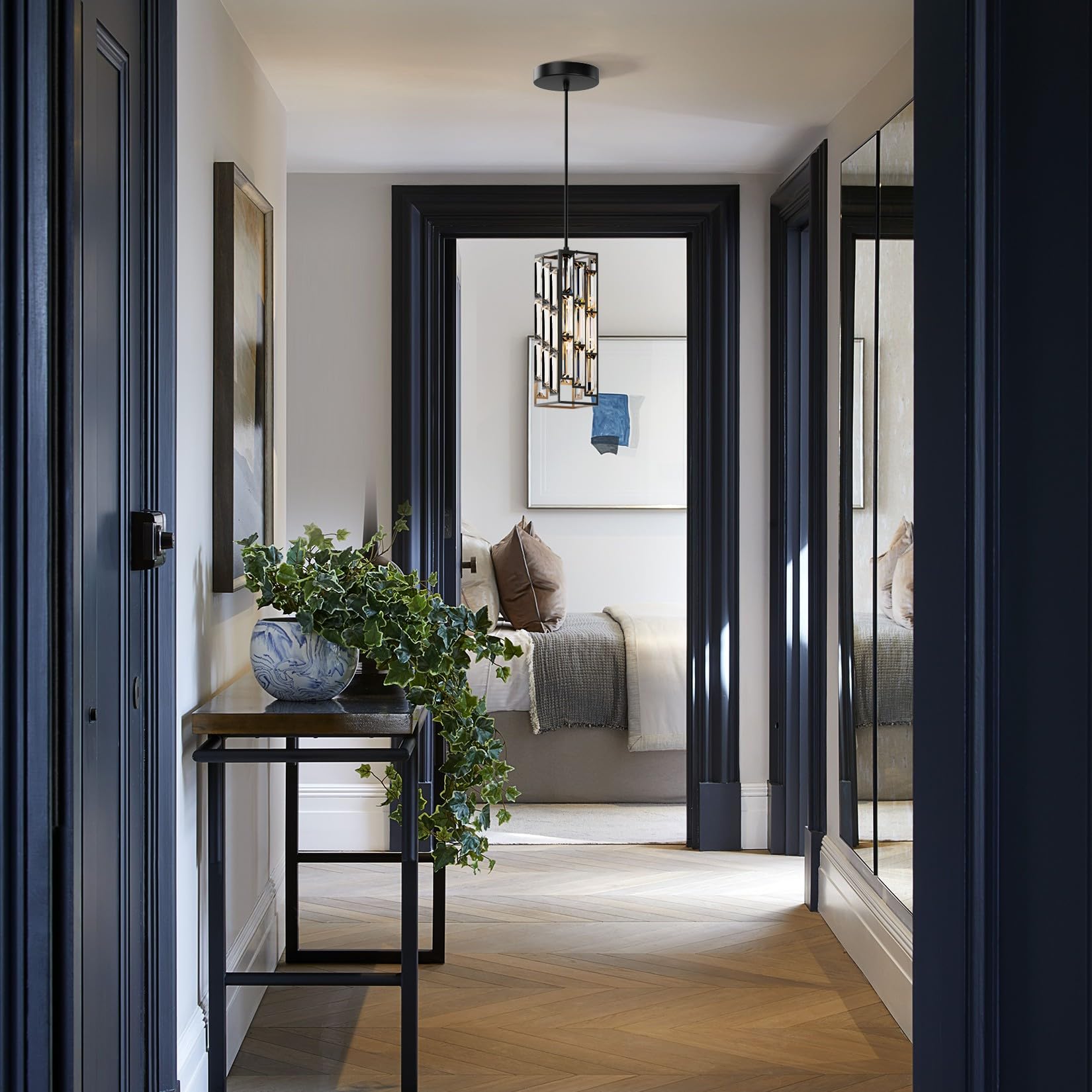 Aoceley Black Pendant Lights Modern Pendant Light Fixture, Mini Crystal Pendant Ceiling Light, Pendant Light For Kitchen Island,