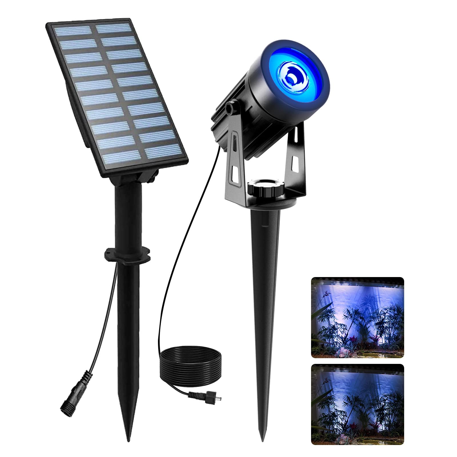T-SUNUS Solar Spot Lights, 2-in-1 Outdoor Landscape Lighting, Waterproof, Blue, Model TS-S4201, for Yard, Driveway, Pool, Patio