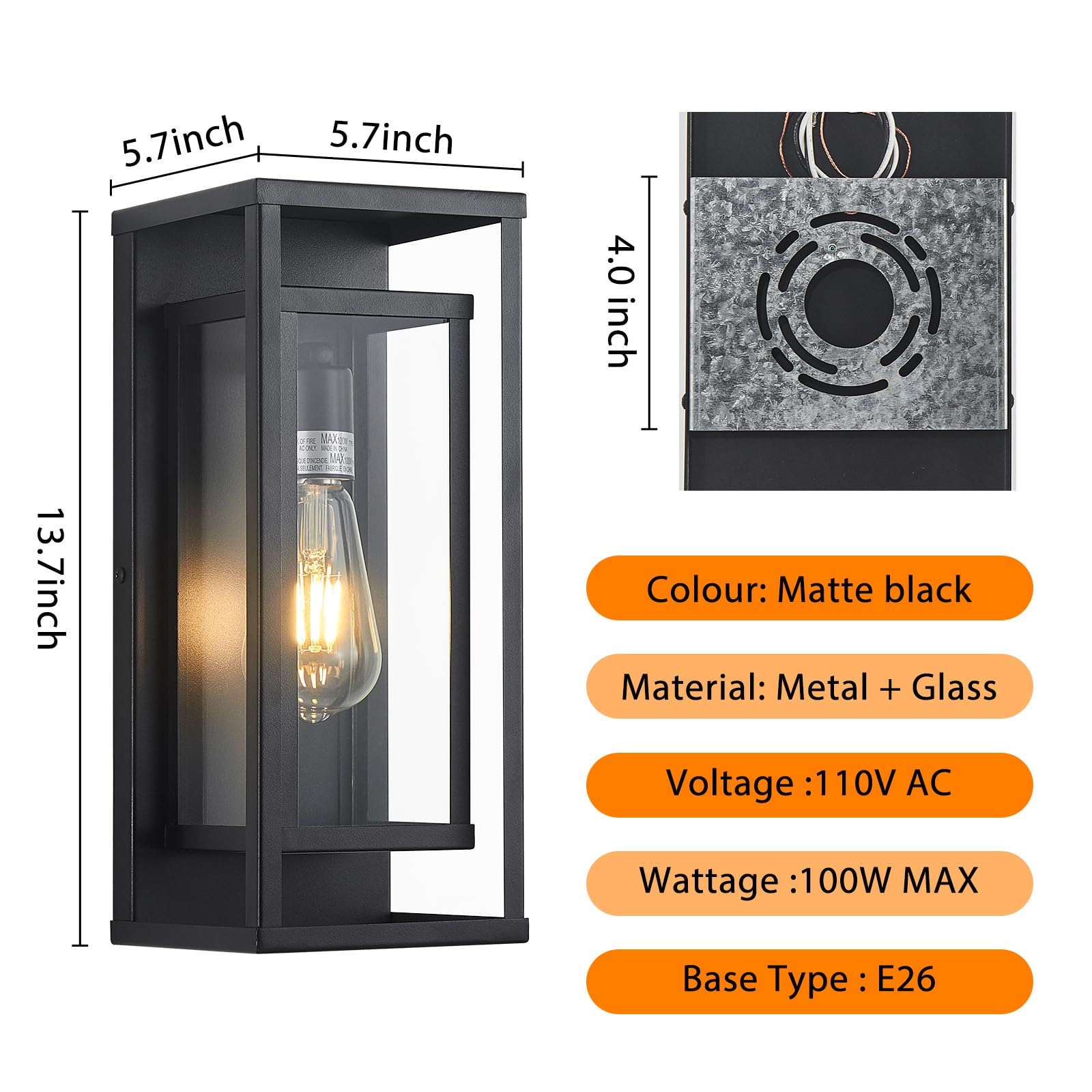 Aibisod 14 Outdoor Wall Lights Fixtures  Black Exterior Lighting Fixtures  Waterproof Outdoor Wall Lantern Modern Front Porch Lights With Clear Glass Coach Lights For Garage  Porch  Front Door 2-Pack