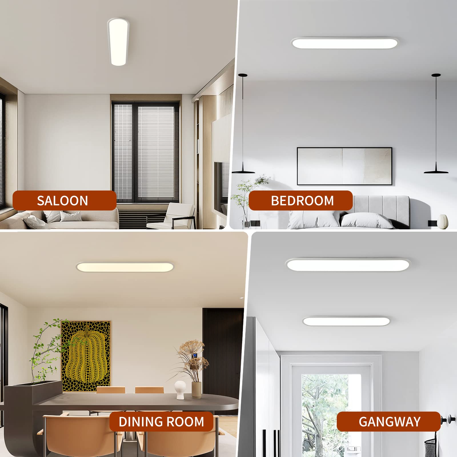 Ganeed 39.4 Inch Dimmable Led Ceiling Light, High Brightness Long Ceiling Lamps,3000-6500K Selectable Modern Ultra Thin Low Prof