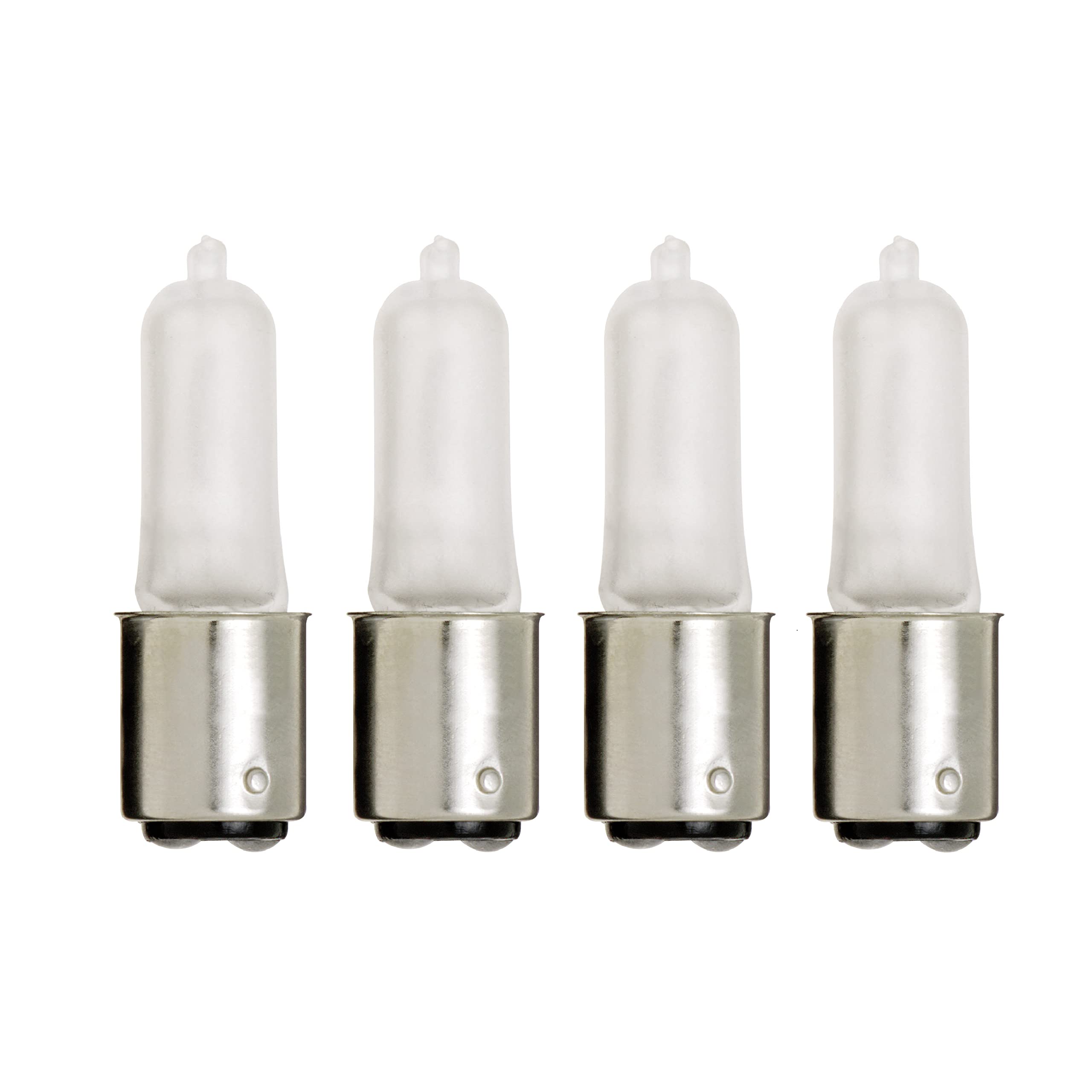 Satco T4 Halogen Light Bulb, BA15d Base, 50W, Frosted, 4-Pack, Model S1982/04