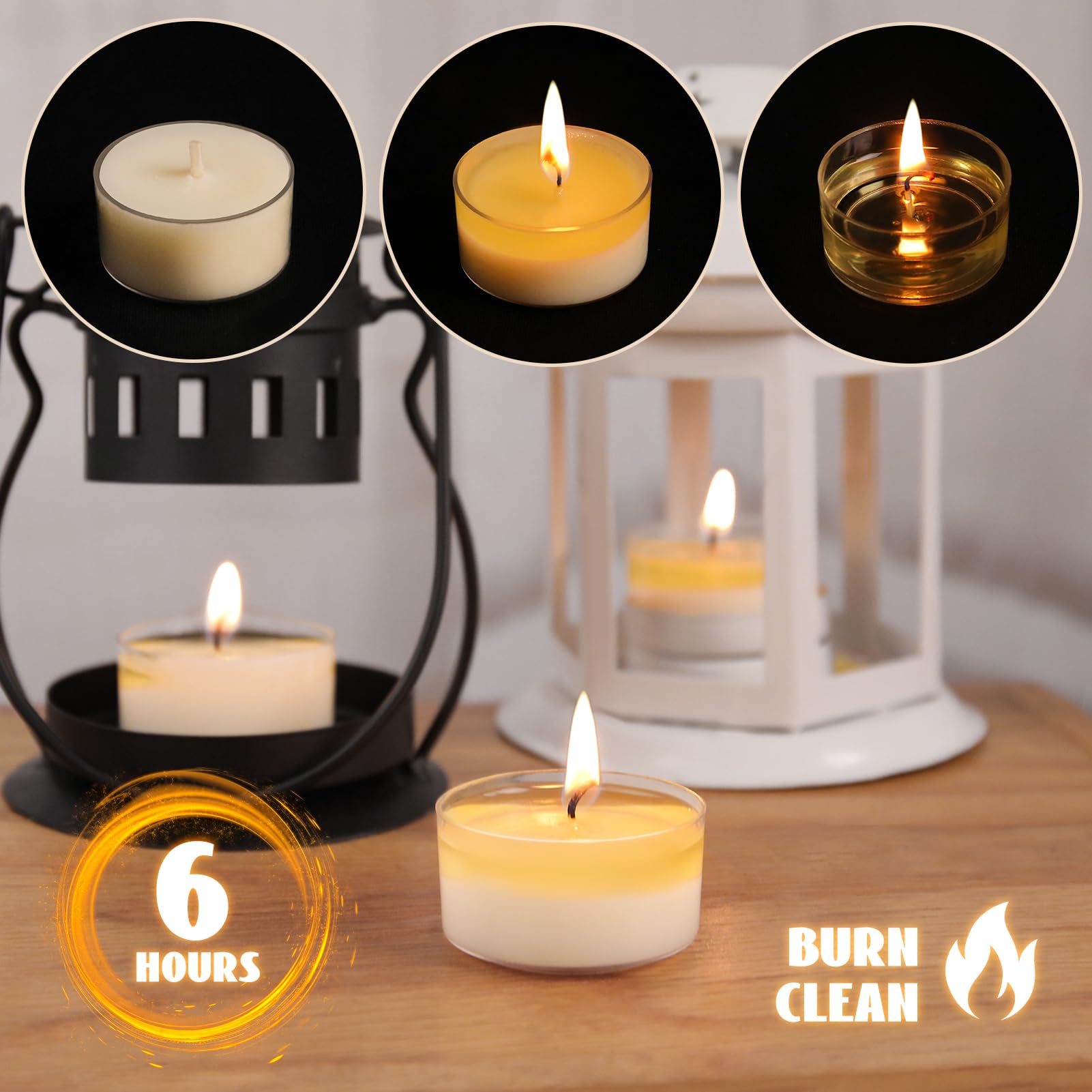 ginitiri Soy Tealight Candles 50 Pack, Unscented, Natural Soy Wax, 6 Hours Burn Time, White, Model YW2411STECP6
