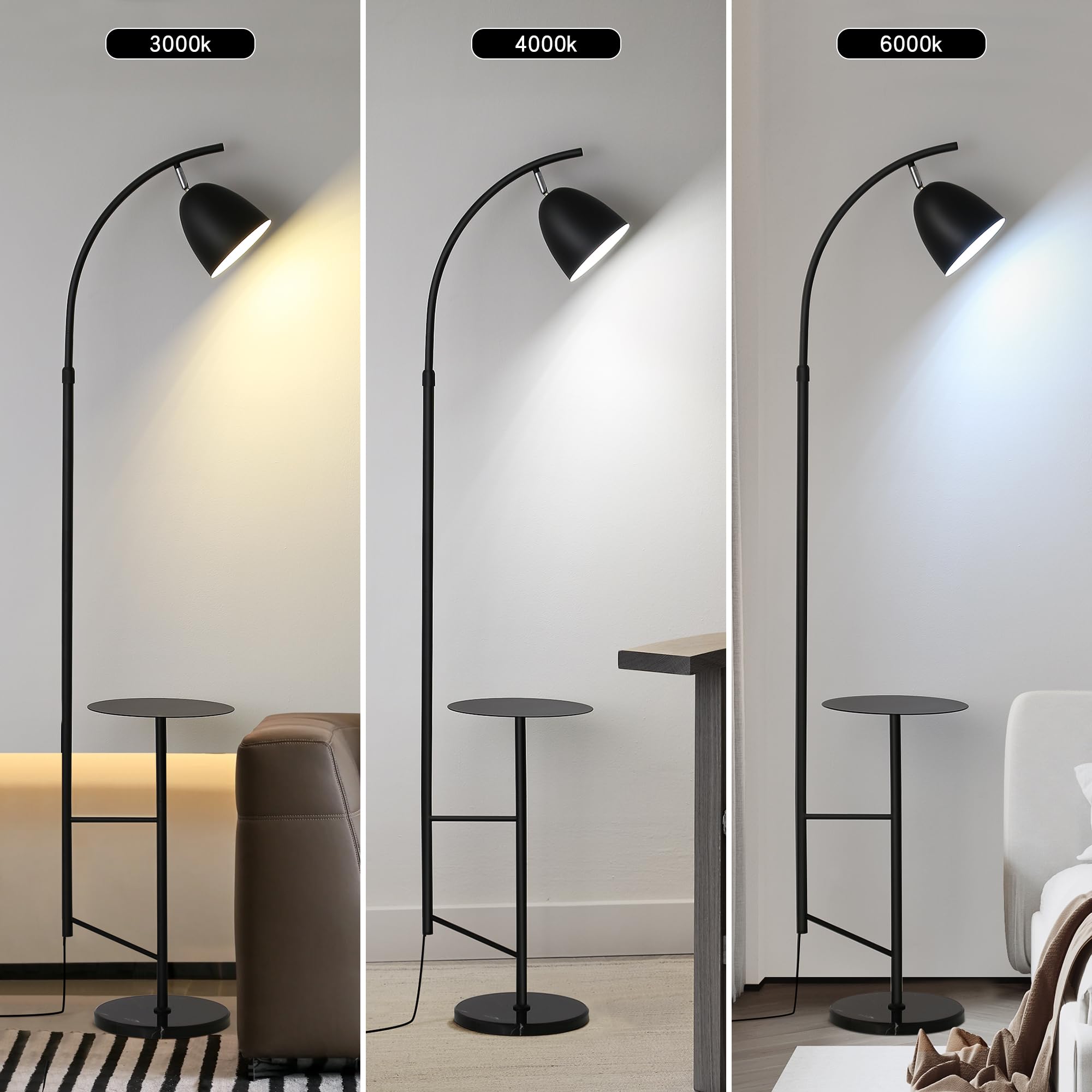 O'Neeldy Floor Lamp With Table Black Floor Lamp Modern Floor Lamp Bedroom With Table Attached Modern Dimmable Lamps For Living R