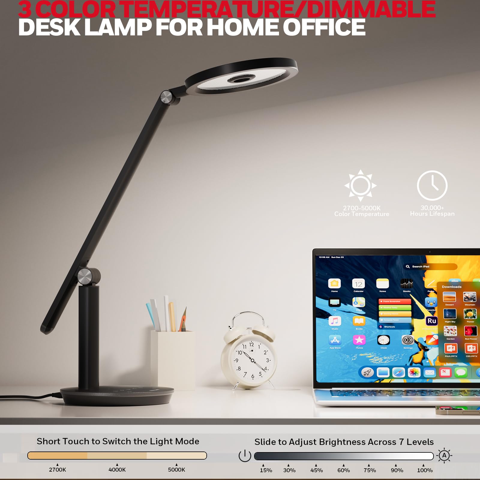 Honeywell Desk Lamp H6 Sunturalux™ LED, 800LM Dimmable, Touch Control, Black