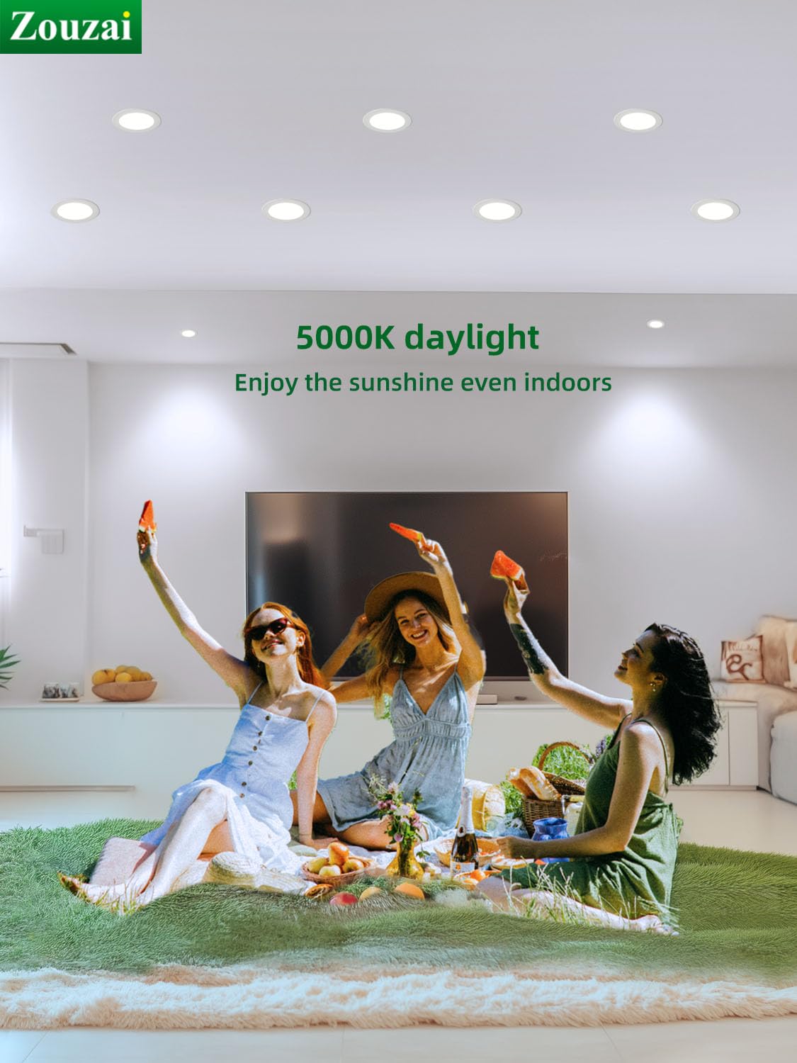 Zouzai 12 Pack 6 Inch 5000K Ultra-Thin LED Recessed Lights, 12W Dimmable, ETL & Energy Star Certified, High Brightness, Ra