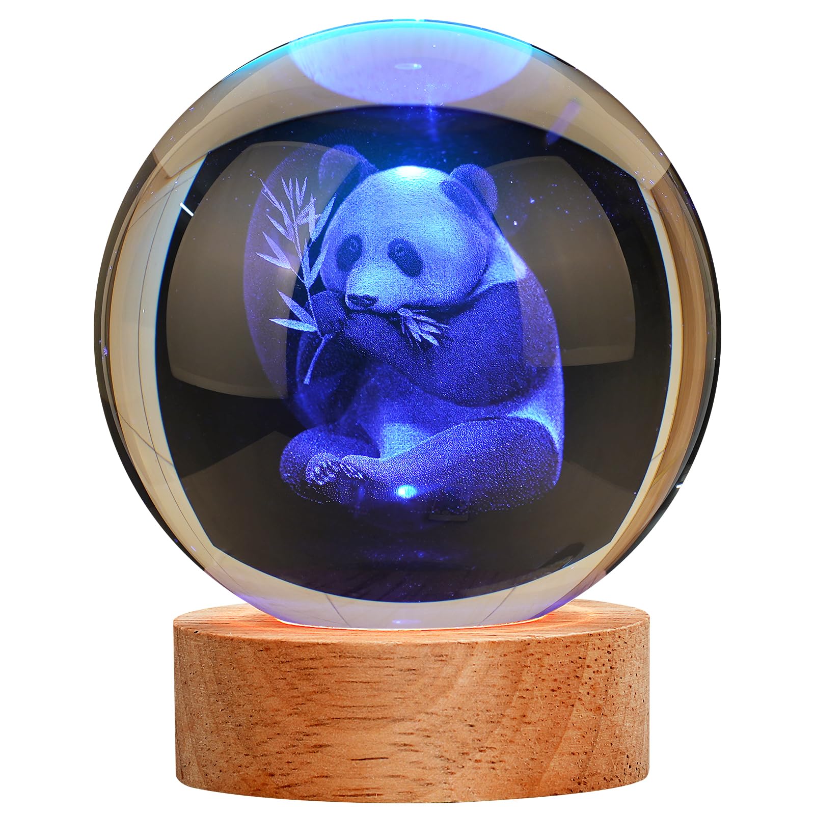 JANARARY Large 3D Panda Crystal Ball Night Light, Panda Figurines in Crystal Lamp 16 Color Changing with Remote Control for Bedr