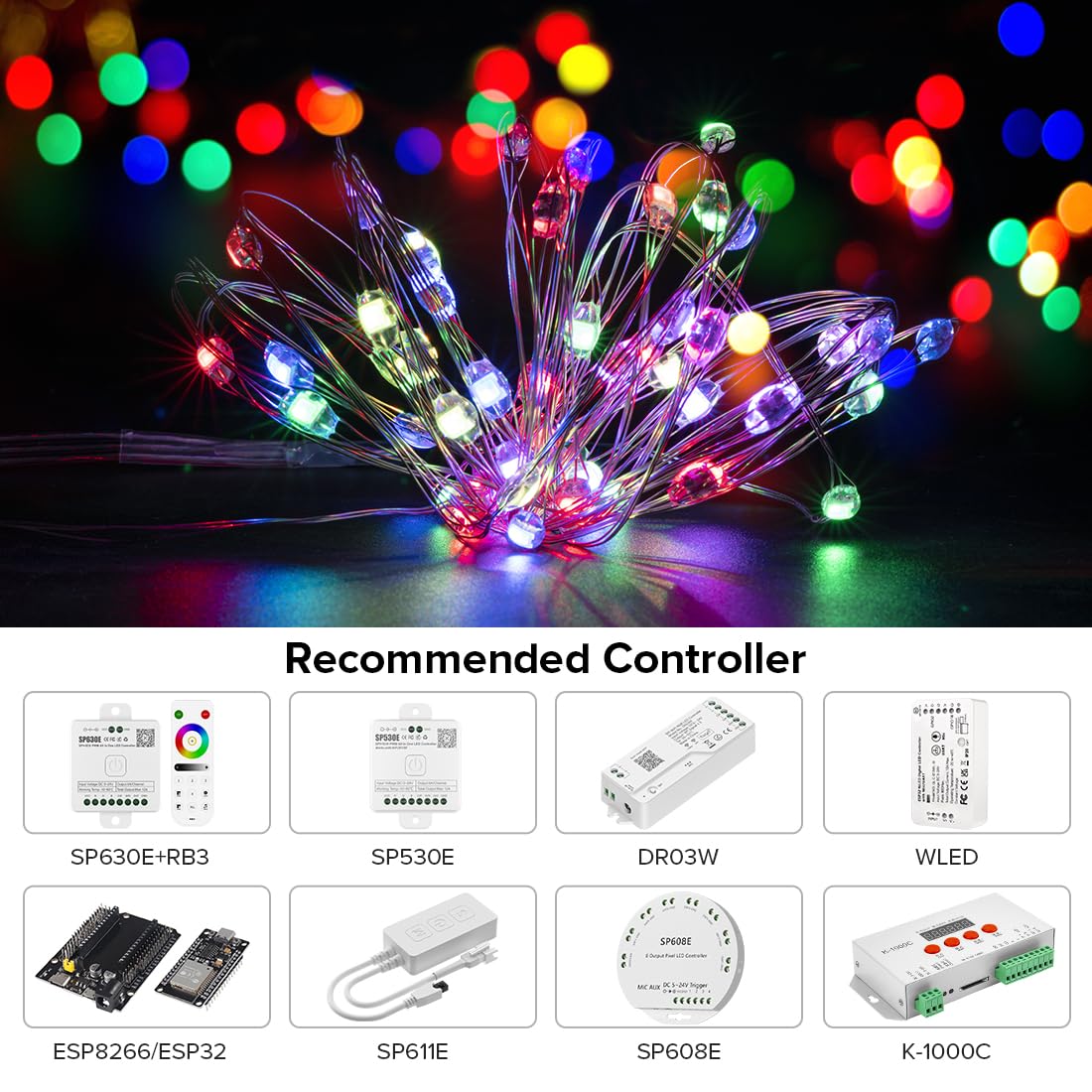 Btf-Lighting Chasing Dream Full Color Twinkle Decorative Light 2Pack 16.4Ft Total 100Led Addressable Ws2812B Ic Fairy String Dc5V For Kid'S Bedroom, Christmas Tree, Party(No Adapter Or Controller)