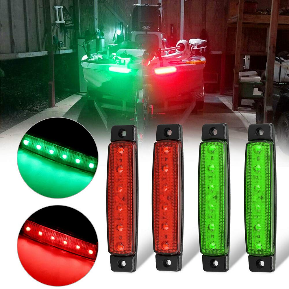 GSRECY LED Boat Navigation Lights, Stern & Bow Lights, 12V, Pack of 4, Red & Green