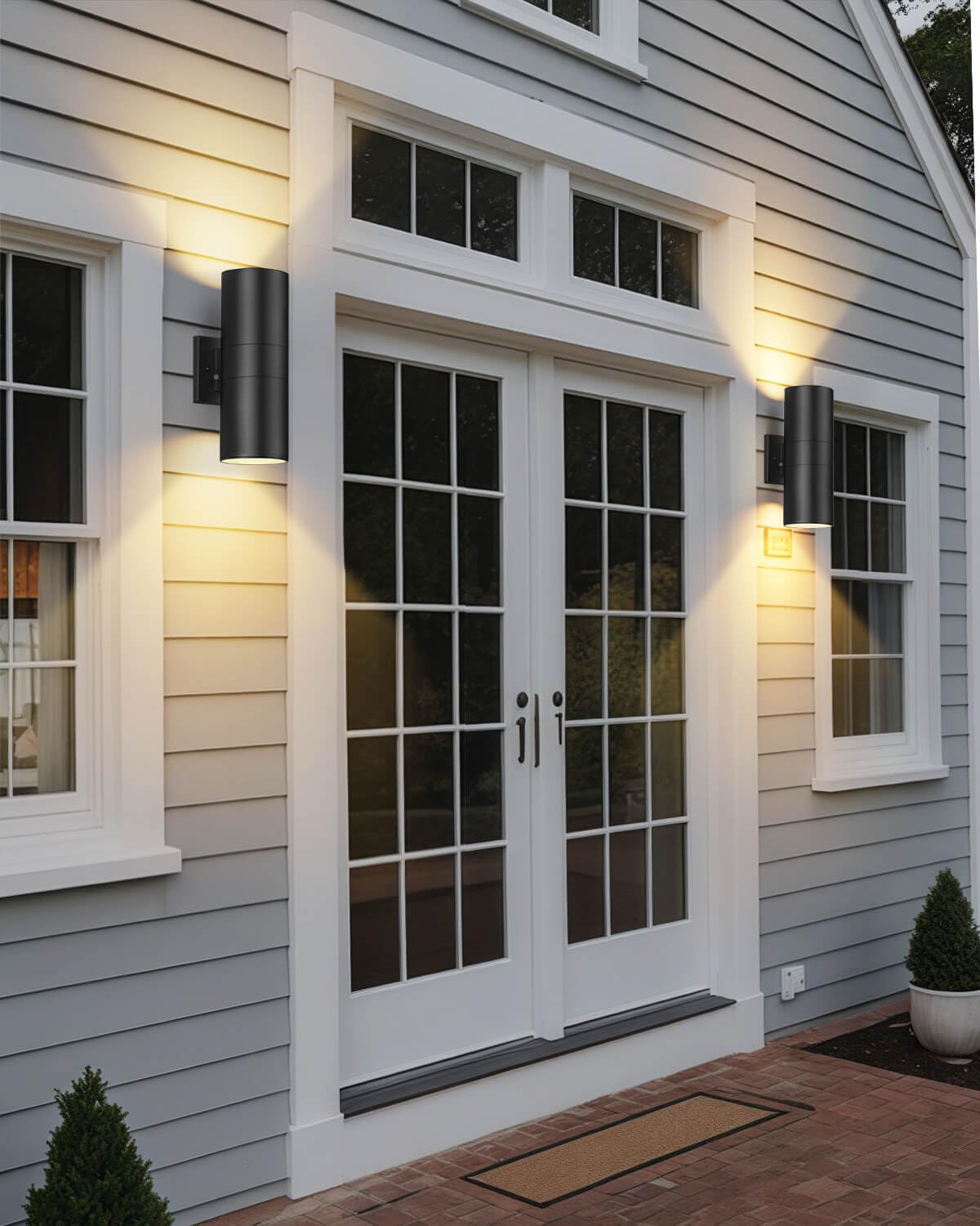 Shimr Modern Outdoor Wall Lights Dusk To Dawn  Up And Down Light With Led Bulbs Include  Cylinder Matte Black Outdoor Sconce Lights Exterior Lighting Fixtures For House Porch Garage [Etl Listed]