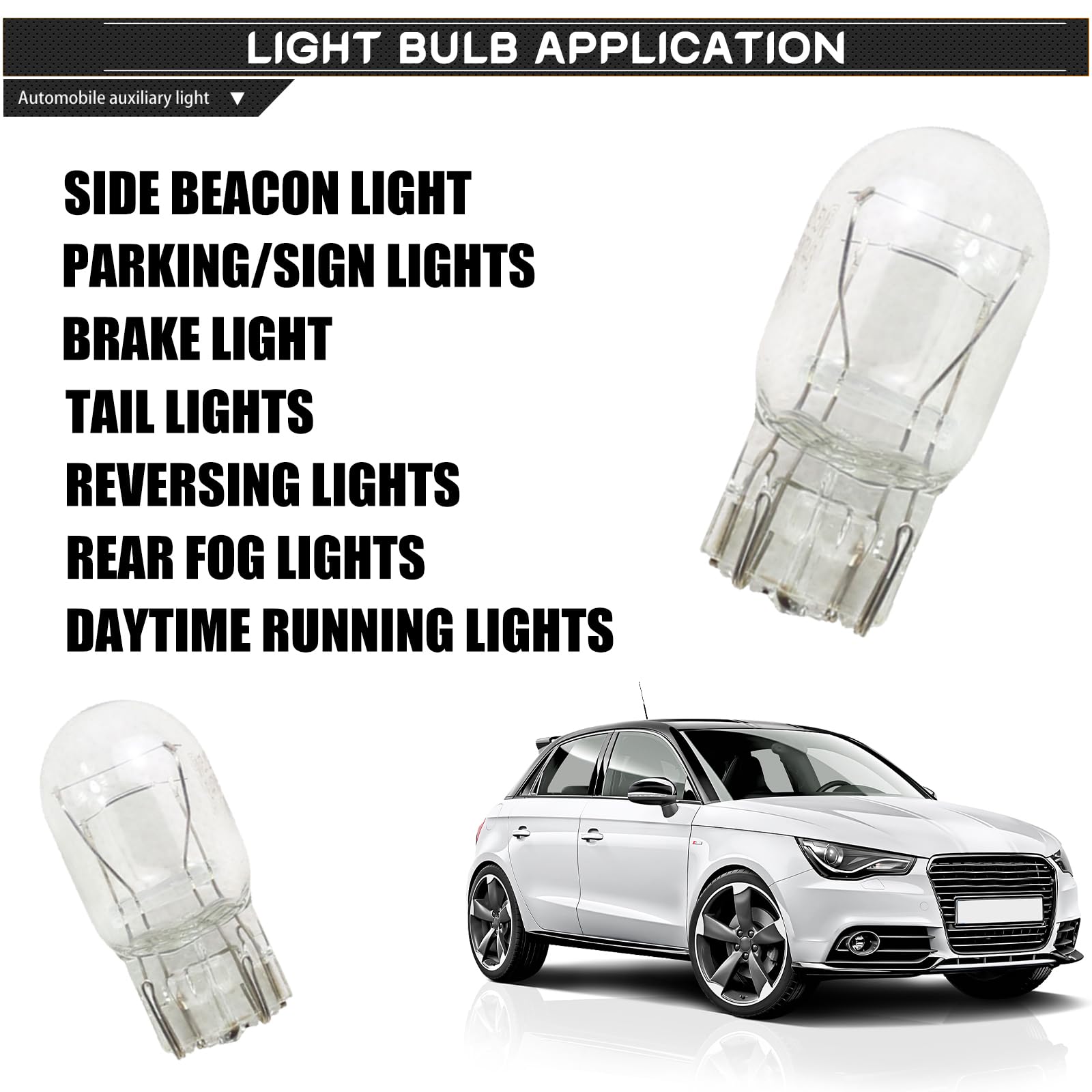 gunhunt T20 1891/7443 Brake Bulb 12V 21/5W Ultra-bright Glass Replacement Micro Bulb, 10 PCS, White, Model GUDP1702
