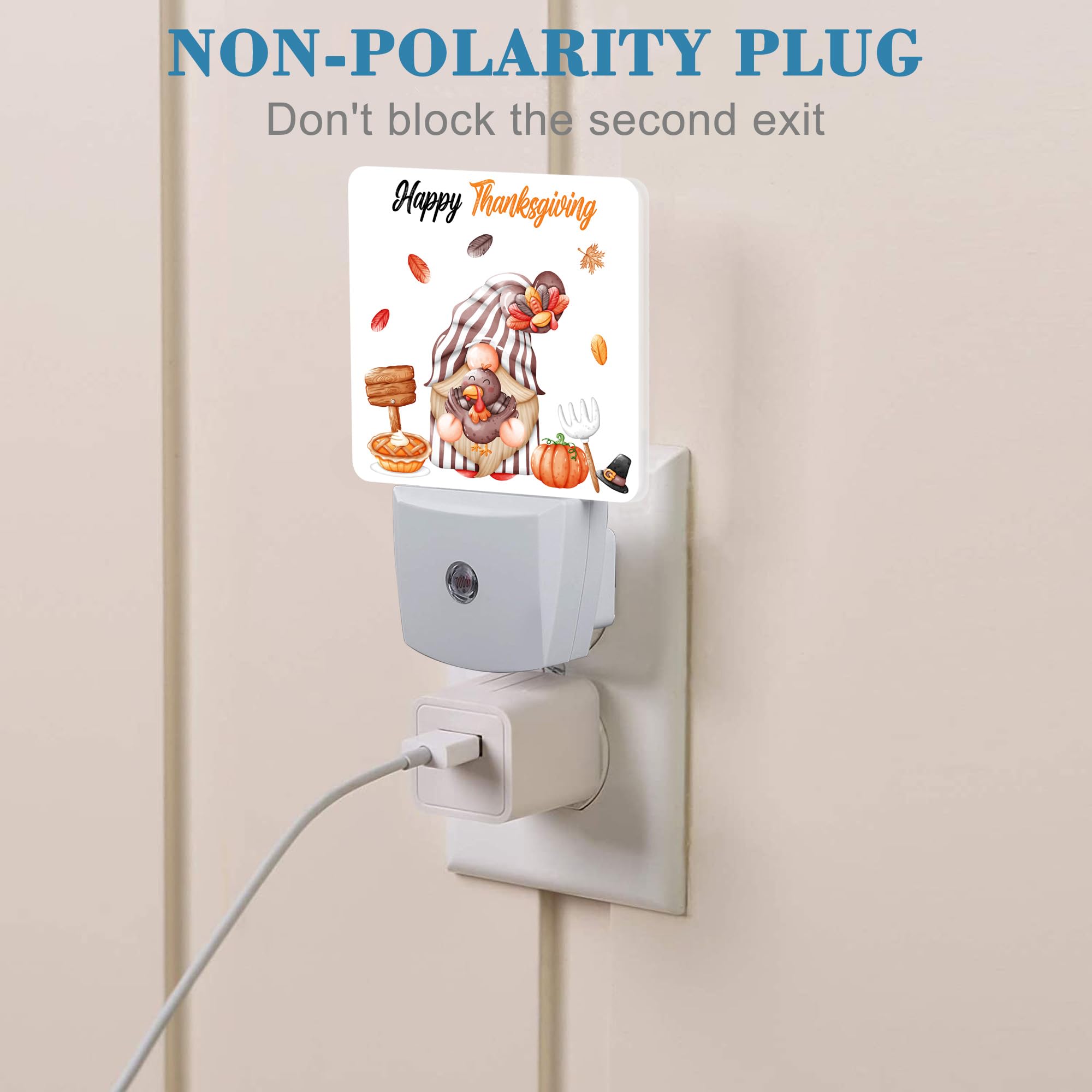 Uiaoiais Thanksgiving Cute Gnome Turkey Pumpkin Night Light For Kids, Led Night Light Plug Into Wall With Dusk To Dawn Sensor Fo