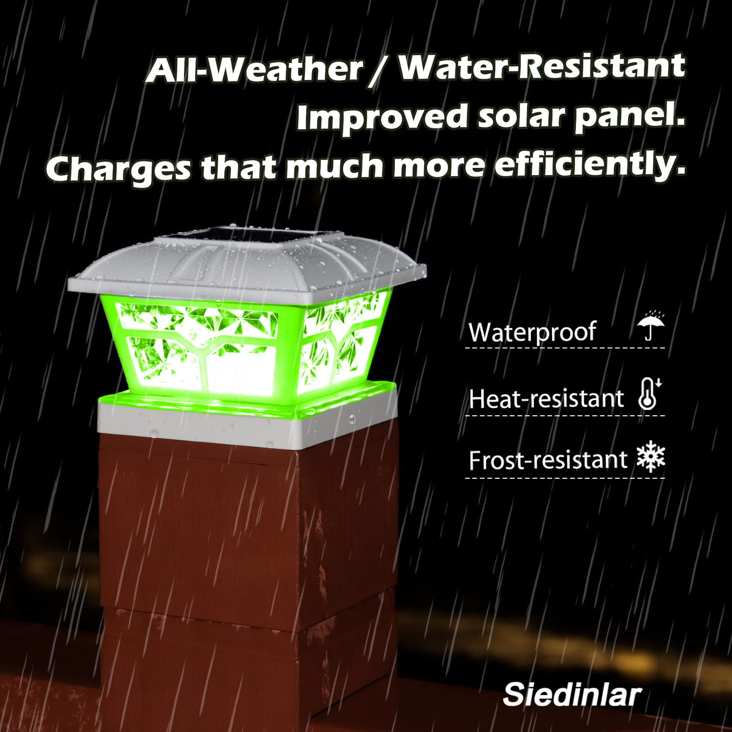 SIEDiNLAR Solar Post Cap Lights, 6 Pack, RGB & Warm White Color Changing LED for 4x4, 5x5, 6x6 Posts, Outdoor Fence &