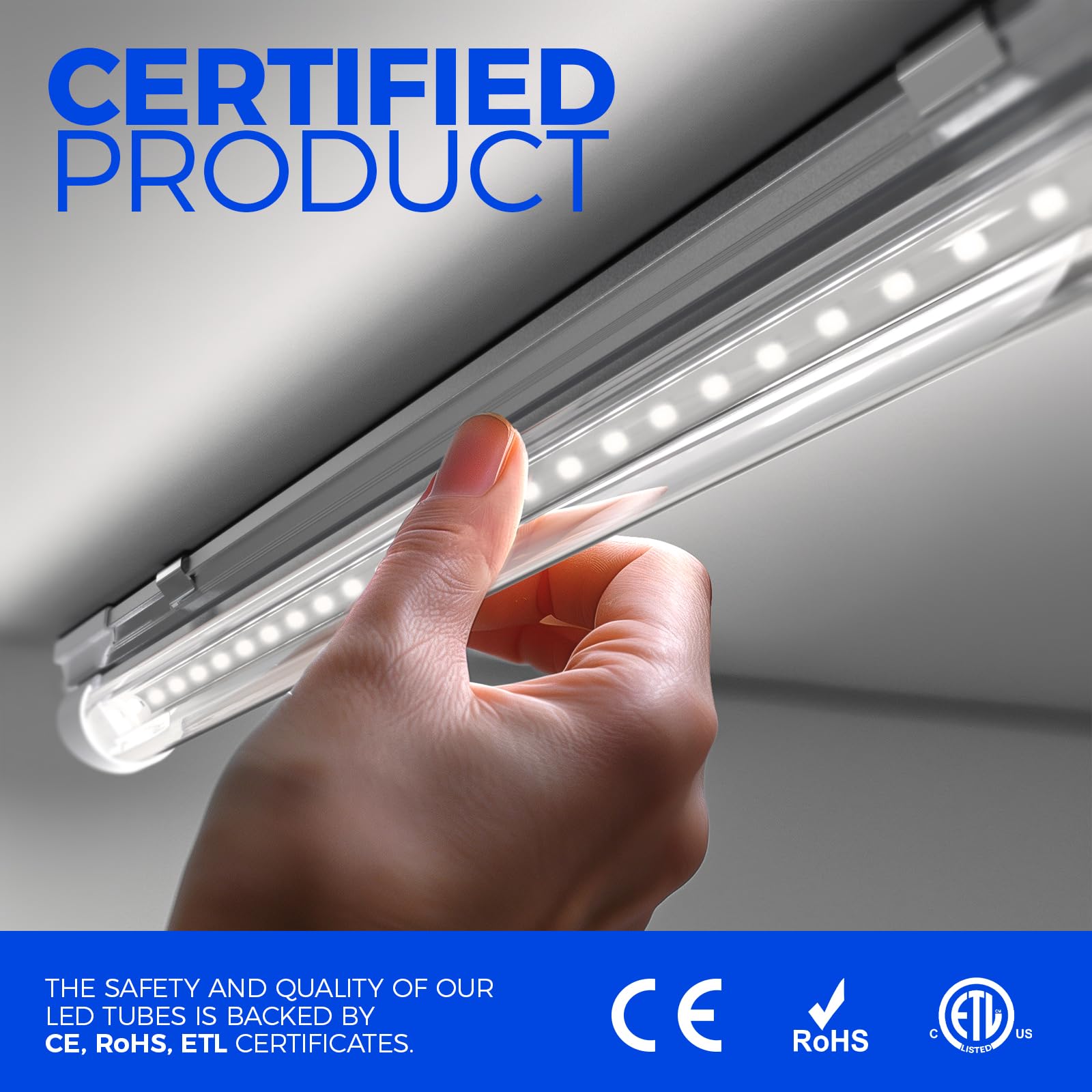 Barrina 8FT LED Shop Lights Fixture, 72W 10000lm, Daylight White, V Shape, 6 Packs