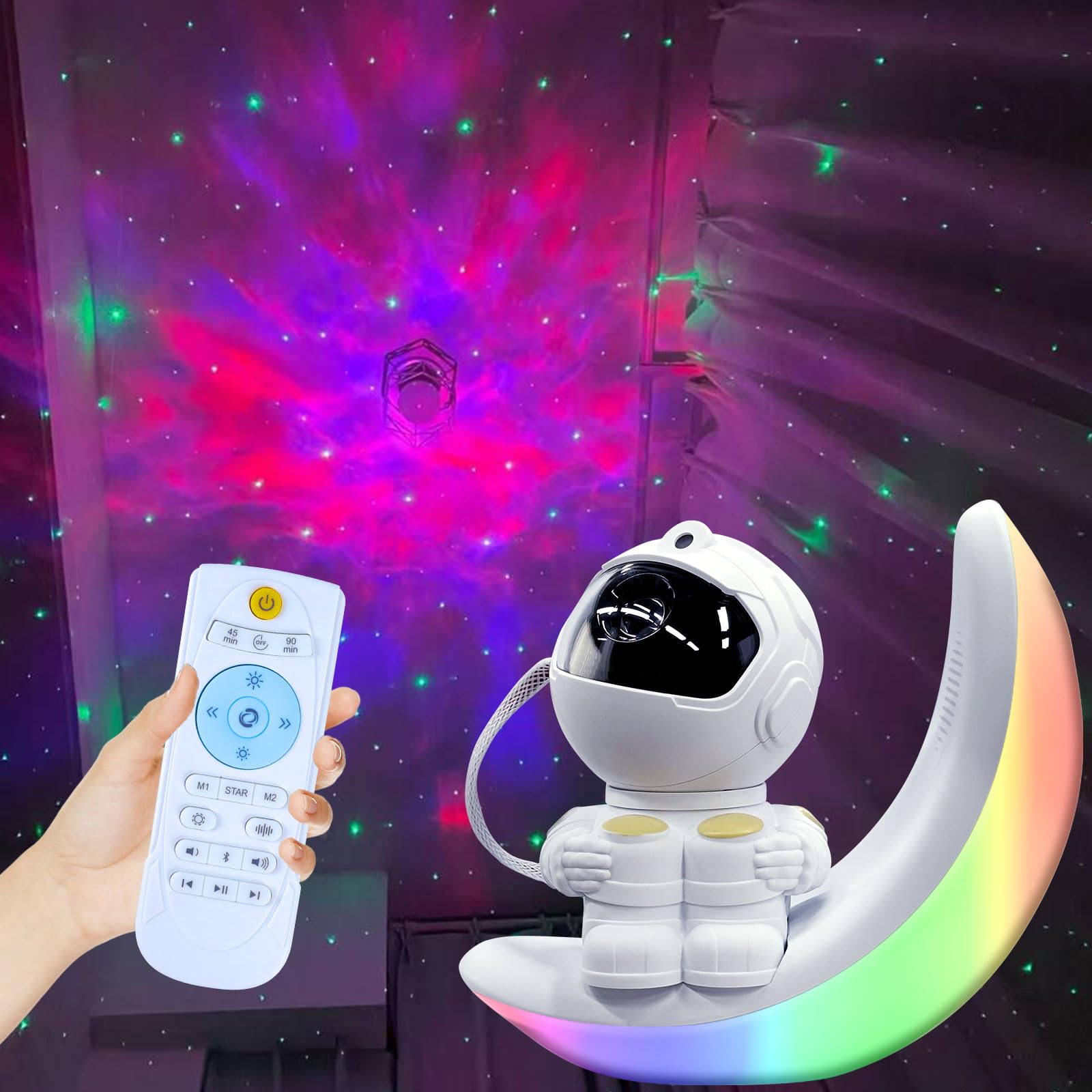 Astronaut Star Projector Galaxy Light, Built-in Speaker 360 Space Buddy Projector Sky LED Night Light Space Projector Starlight 