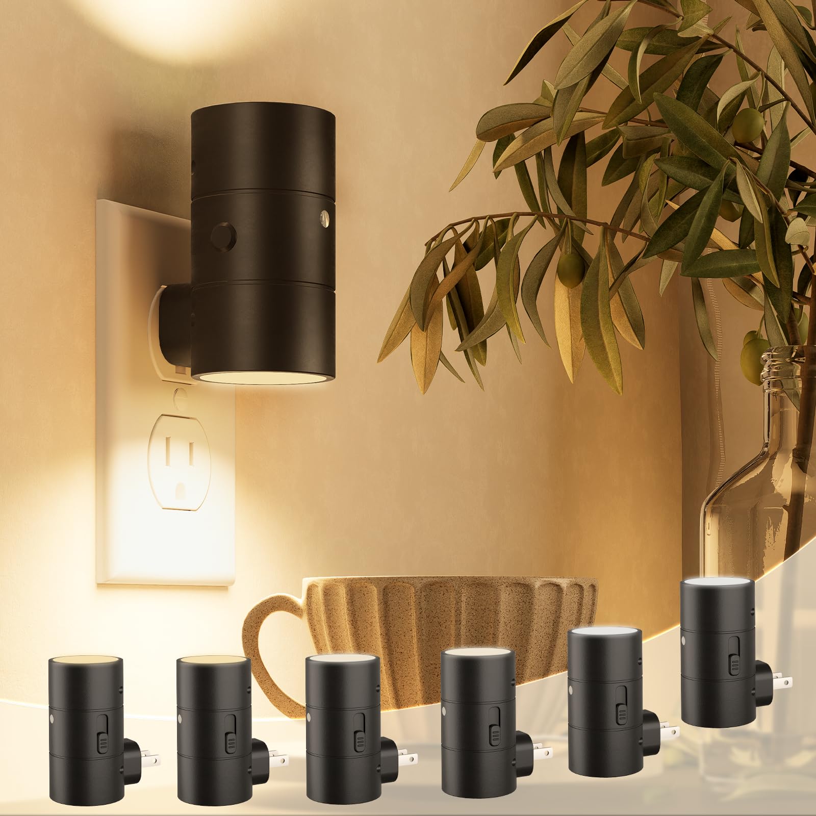 Niorsun Dimmable Night Light,Led Night Lights Plug Into Wall 0-100Lm With 3 Light Modes,Ultra-Slim Design,Dusk To Dawn Sensor,Ni