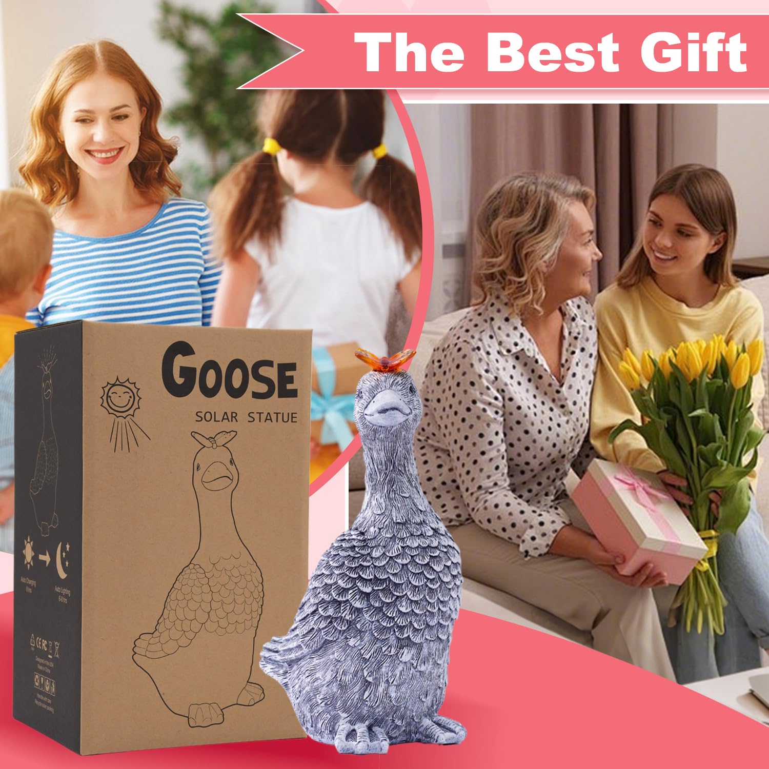 Fashionoda Solar Garden Statue Goose Figurine - Outdoor Decoration With Butterfly For Garden Yard Lawn Home Decor Outside : Unique Gifts For Mom Grandma