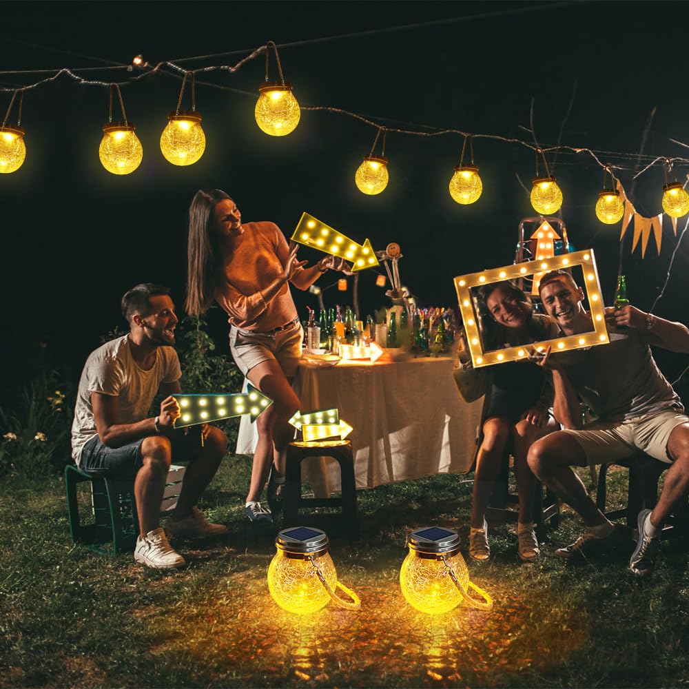 Dbf Solar Lanterns - Waterproof  le Glass Ball Lights, 4-Pack, Amber Warm, Model Dbf-Lantern-4W, Perfect For Outdoor Garden Decor