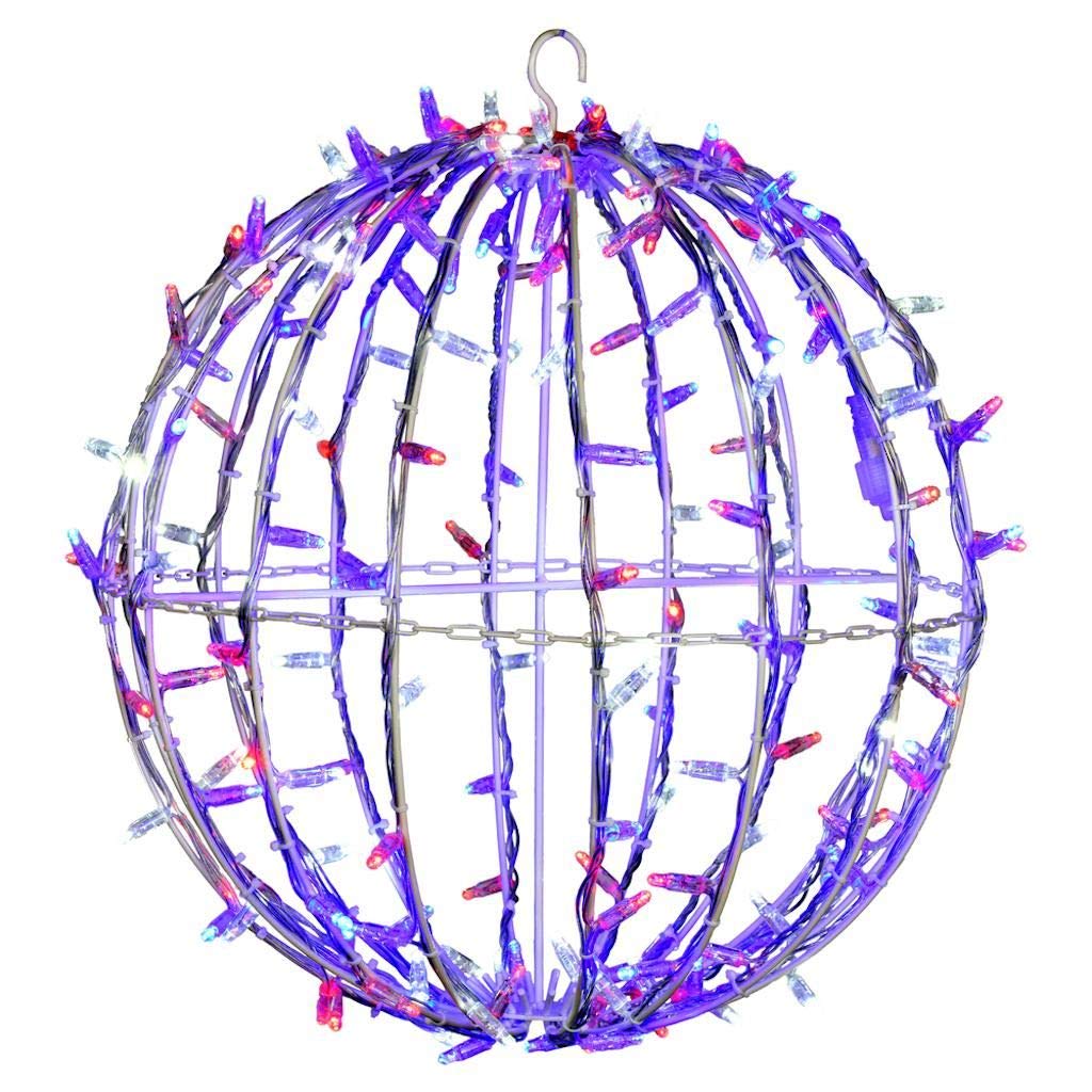 Vickerman 480Lt x 40&quot; Fold Flat Red-Pure White-Blue Led Twinkle Jumbo Hanging Sphere.