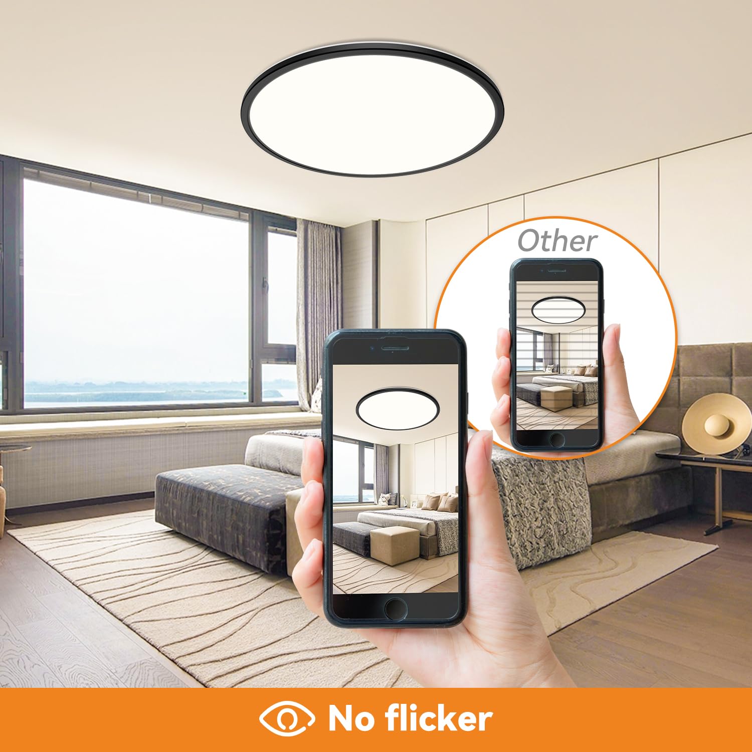 1Pack Led Flush Mount Ceiling Light Fixture, 3000K-4500K-6000K & 150W Equivalent Modern Kitchen Ceiling Lamp 36W 3600Lm 16 Inch