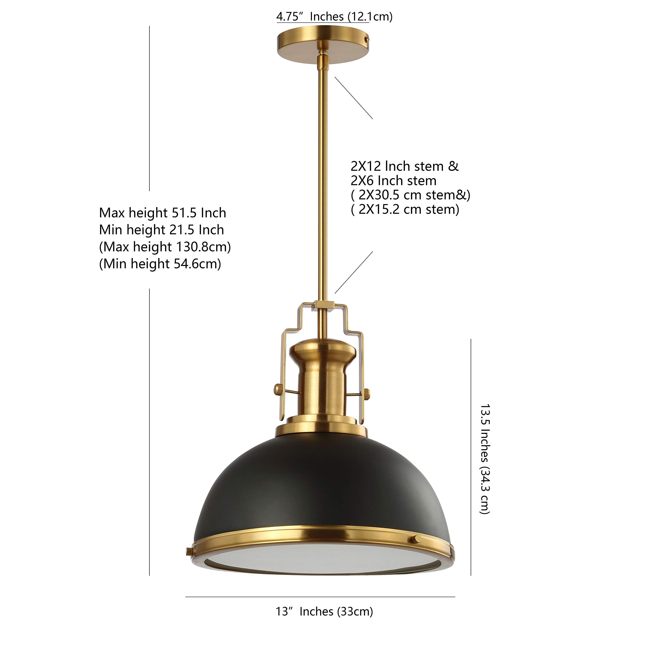 Jonathan Y Jyl9536A Homer 13'' 1-Light Modern Industrial Iron Led Dome Pendant, Classic, Cottage, Farmhouse, Industrial, Rustic,
