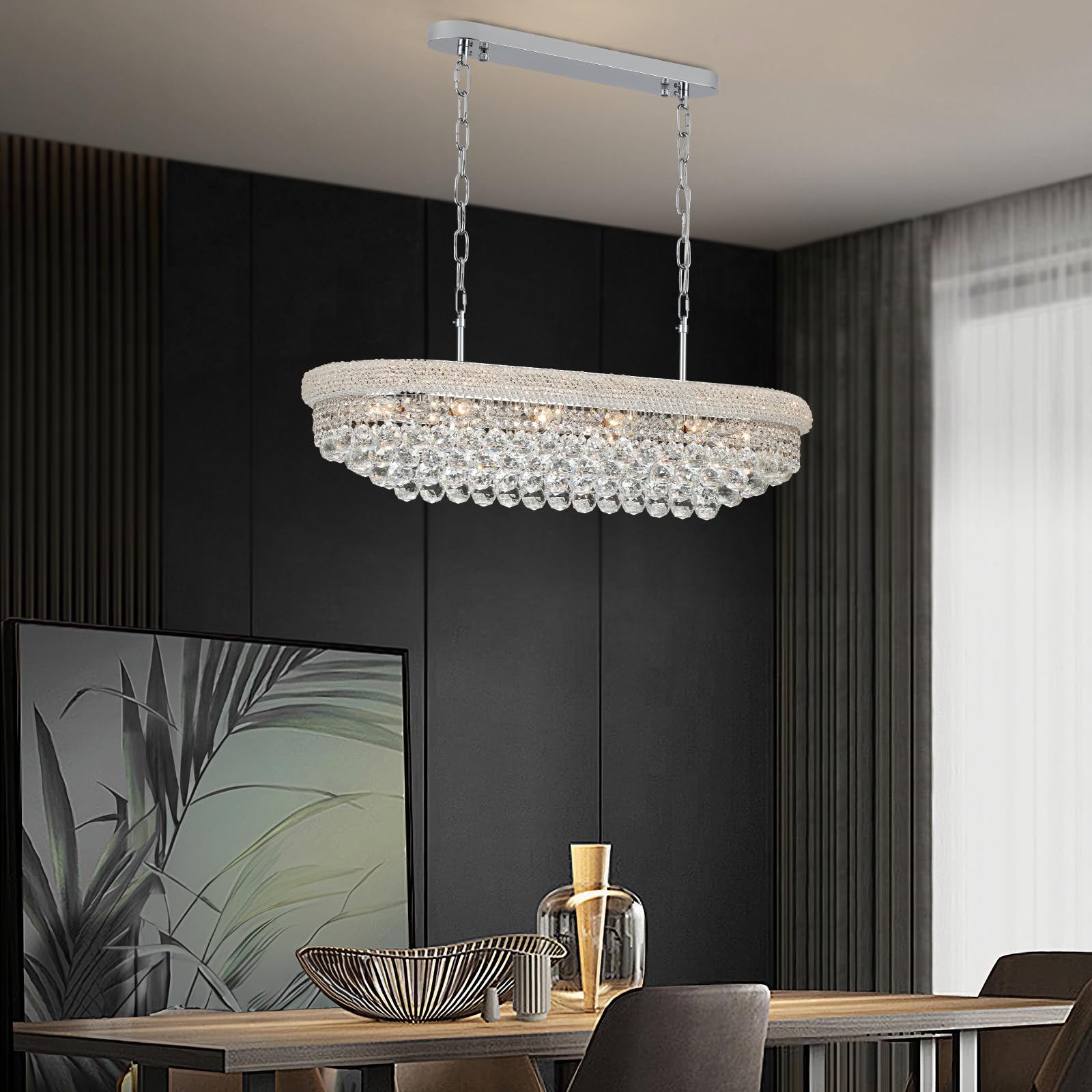 Gifarich Crystal Chandeliers For Dining Room Light Fixtures Over Table  Modern Crystal Chandeliers For Kitchen Lsland  11 Lights Empire Style Chrome stylish Lighting Fixtures For Living Room Bar