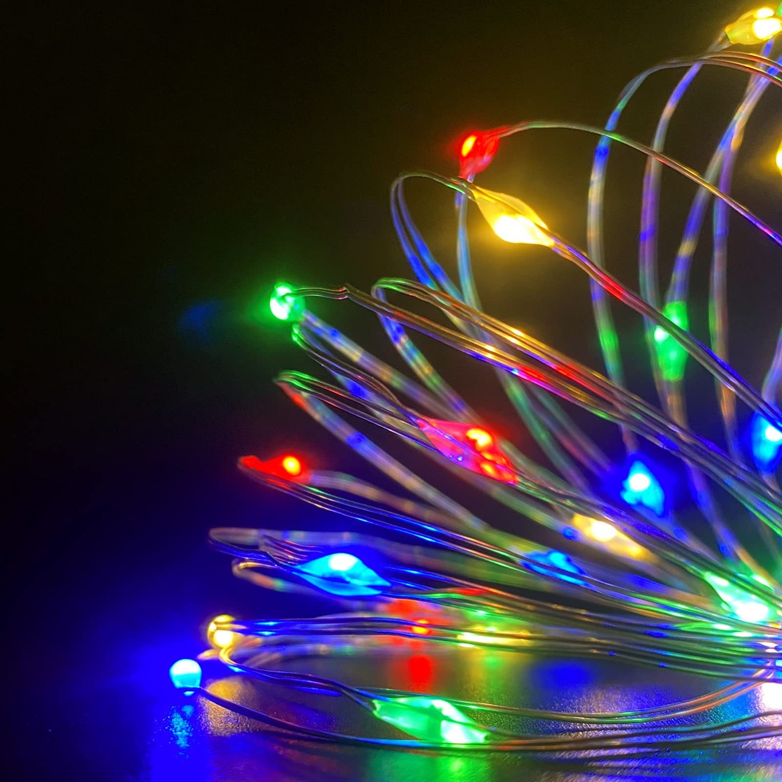 Yalilong With Timer Function Battery Operated Dewdrop Led Lights,Mini Fairy Lights For Home Parties Christmas/Halloween Holiday Decoration,6 Hours On/18 Hours Off,30 Leds,10 Feet (Multi Color, 1)
