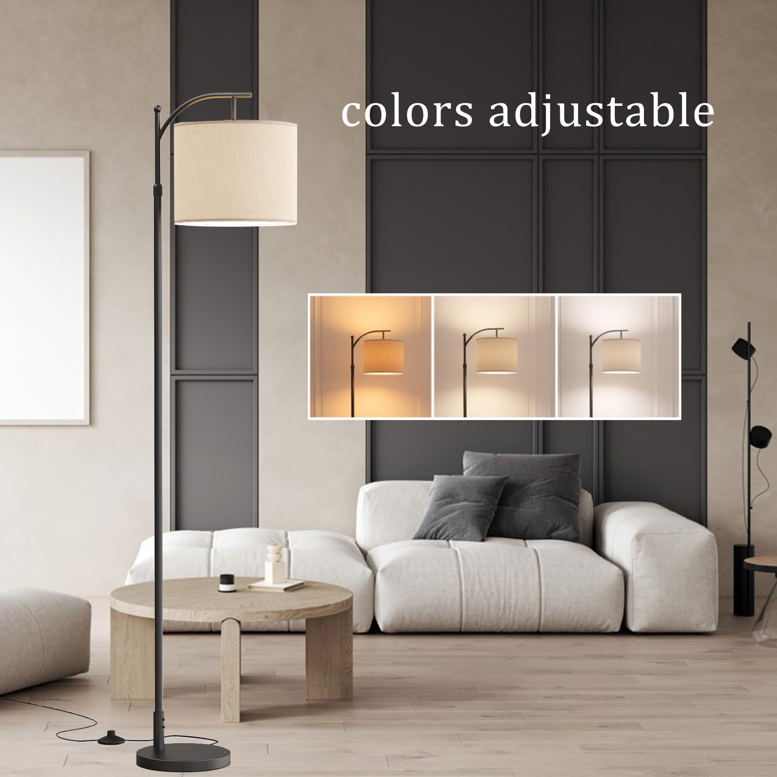 Lotalot Adjustable Floor Lamp with Remote Control, RGB LED Light, Modern Design, Dimmable, Ideal for Living Room and Bedroom