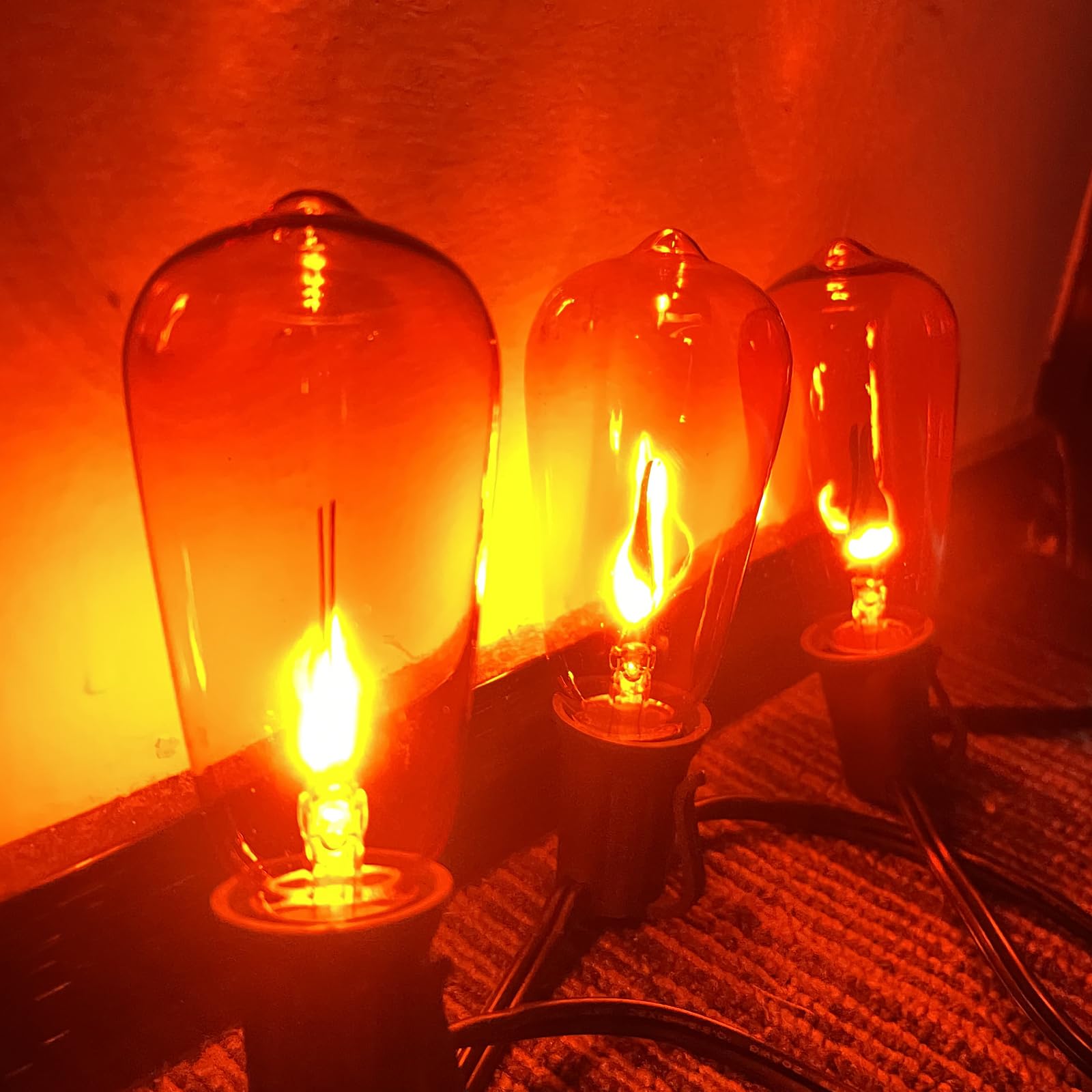 Flicker Flame Light Bulbs, Halloween St40 Orange Flickering Replacement Bulbs With A Flickering Orange Glow For Halloween Outdoor Patio Backyard String Lights, 1 Watt, 120 Volt 10 Pack