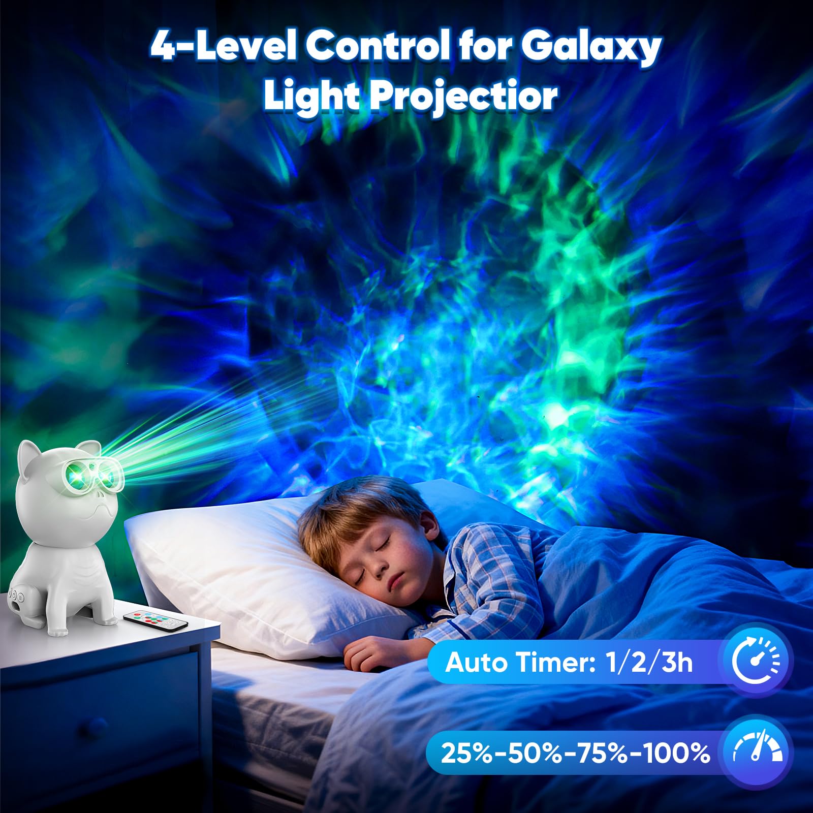Pedica Galaxy Projector Night Light for Kids, 5x10x3 inches, White, Model RI LO, Cute Room Decor, Perfect Birthday & Christmas Gifts