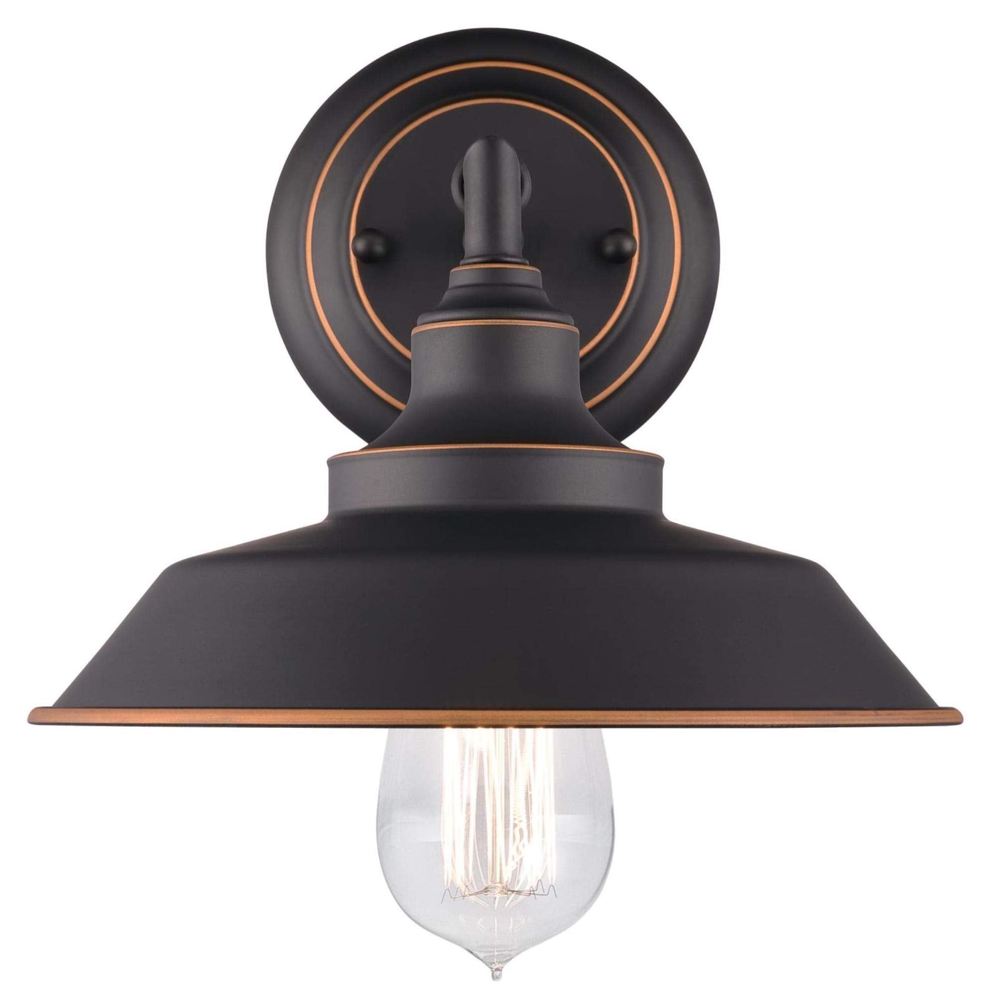 Westinghouse 6344800 One-Light Indoor Finish With Highlights Iron Hill Wall Fixture, 1 Sconce, Oil Rubbed Bronze/Bronze,Black
