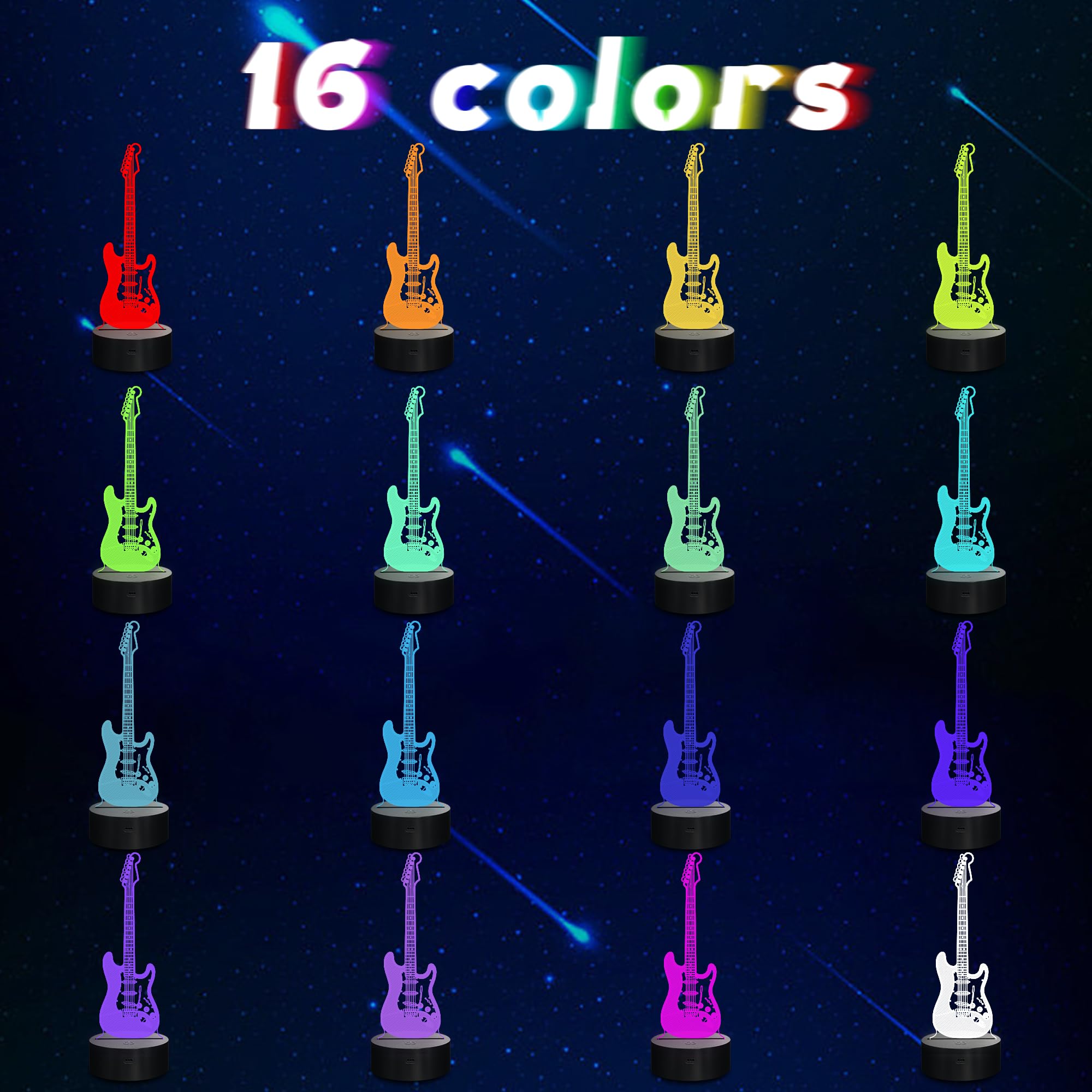 CoolGift Mart Electric Guitar Night Light, 3D LED Optical Illusion Lamp with Remote Control and Timer, Gifts for Guitar Players