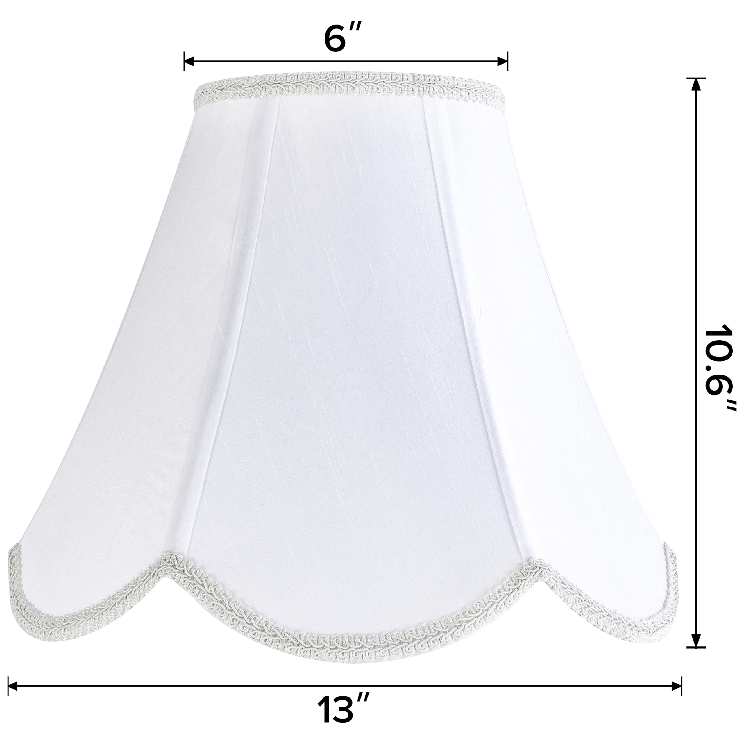 Go&So White Lamp Shade Medium Scalloped Lamp Shades,6''Top X 13''Bottom X 10.6''Vertical Height,Replacement Lampshades For Table