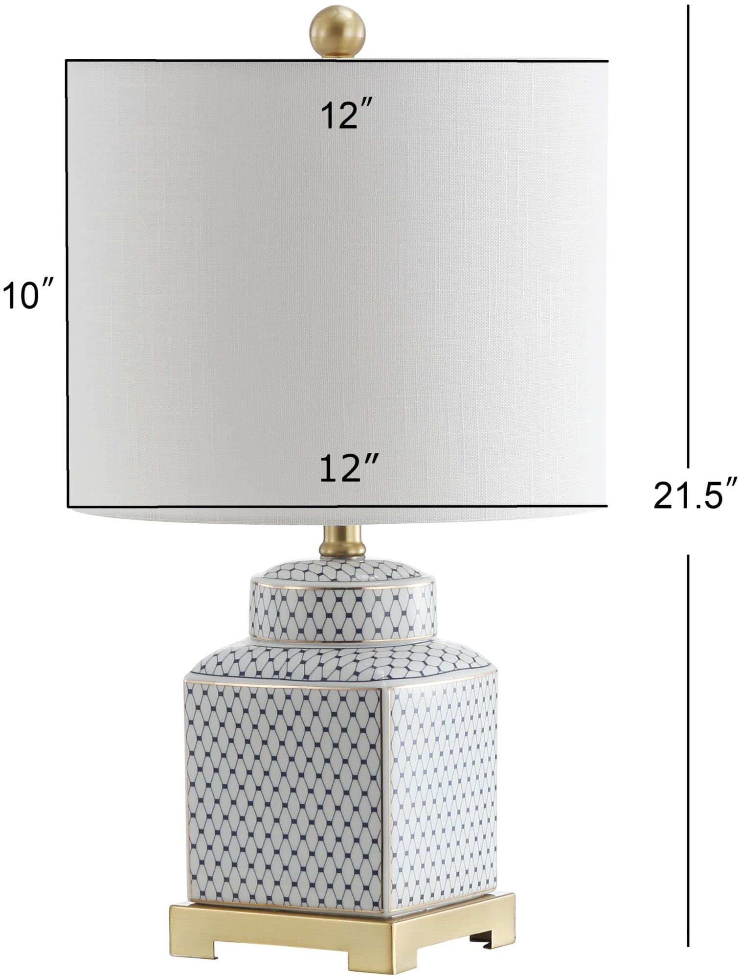 JONATHAN Y Cleo Ceramic/Metal LED Table Lamp 21.5in White/Navy Model JYL3043A for Bedroom, Living Room, Office, College Dorm