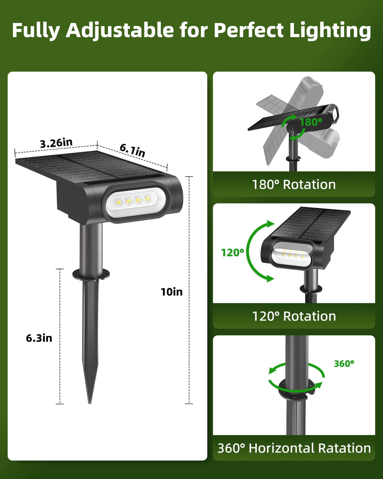 Ezvalo Solar Spot Lights Outdoor Waterproof Ip67  3 Lighting Modes Landscape Spotlights  Efficient King-Size Leds  Solar Powered For Garden Yard Pathway (4Pack-Cool White)