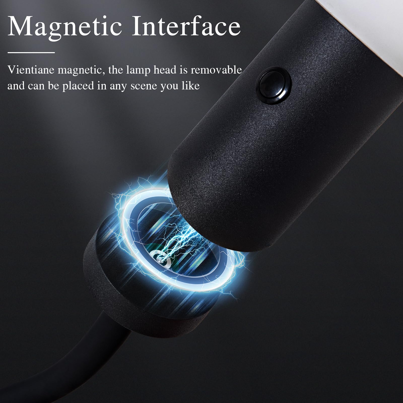 DEXULESA Led Magnetic Dimmable Floor Lamp with Remote Control, Adjustable Floor Lamp 360 Rotating Arm 15W 2700K Standing Lamps f