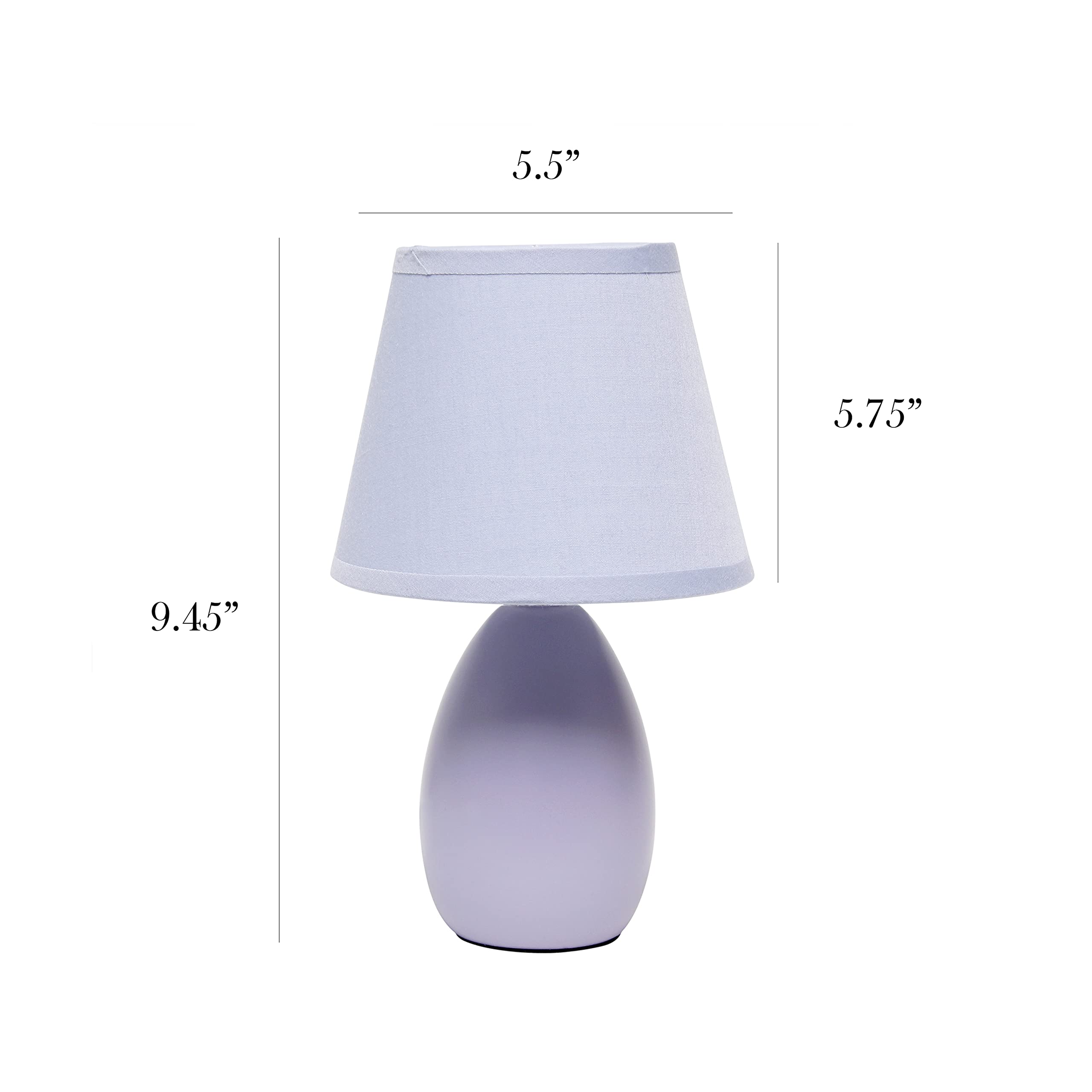 Simple Designs Lt2009-Prp Mini Egg Oval Ceramic Table Desk Lamp, Purple