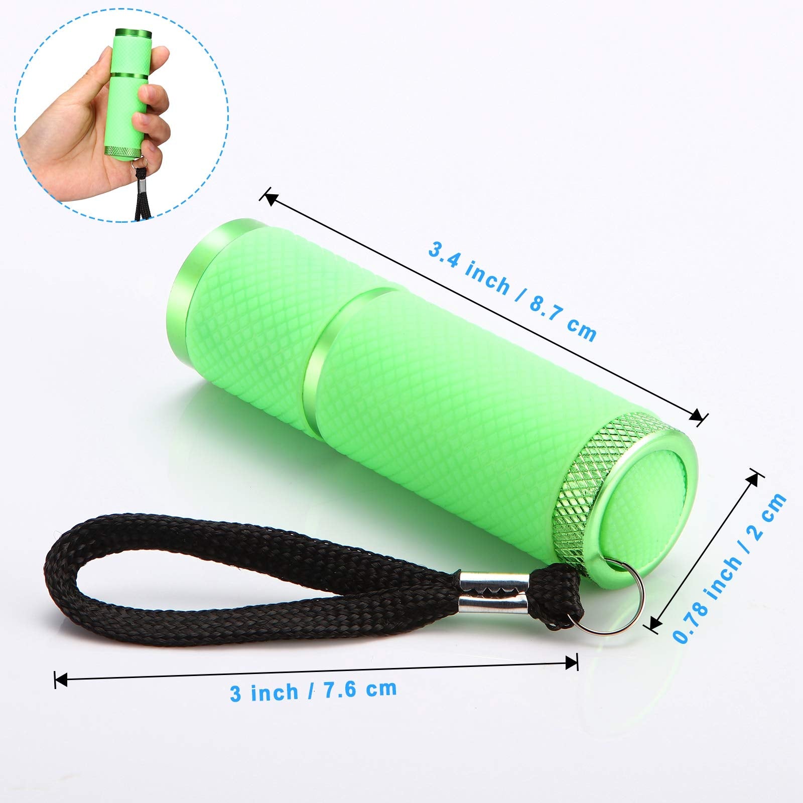 Mudder 8 Pieces Glow in Dark Flashlights 9 LED Rubber Coated Mini Torch Portable in Green, Yellow, Blue, Pink