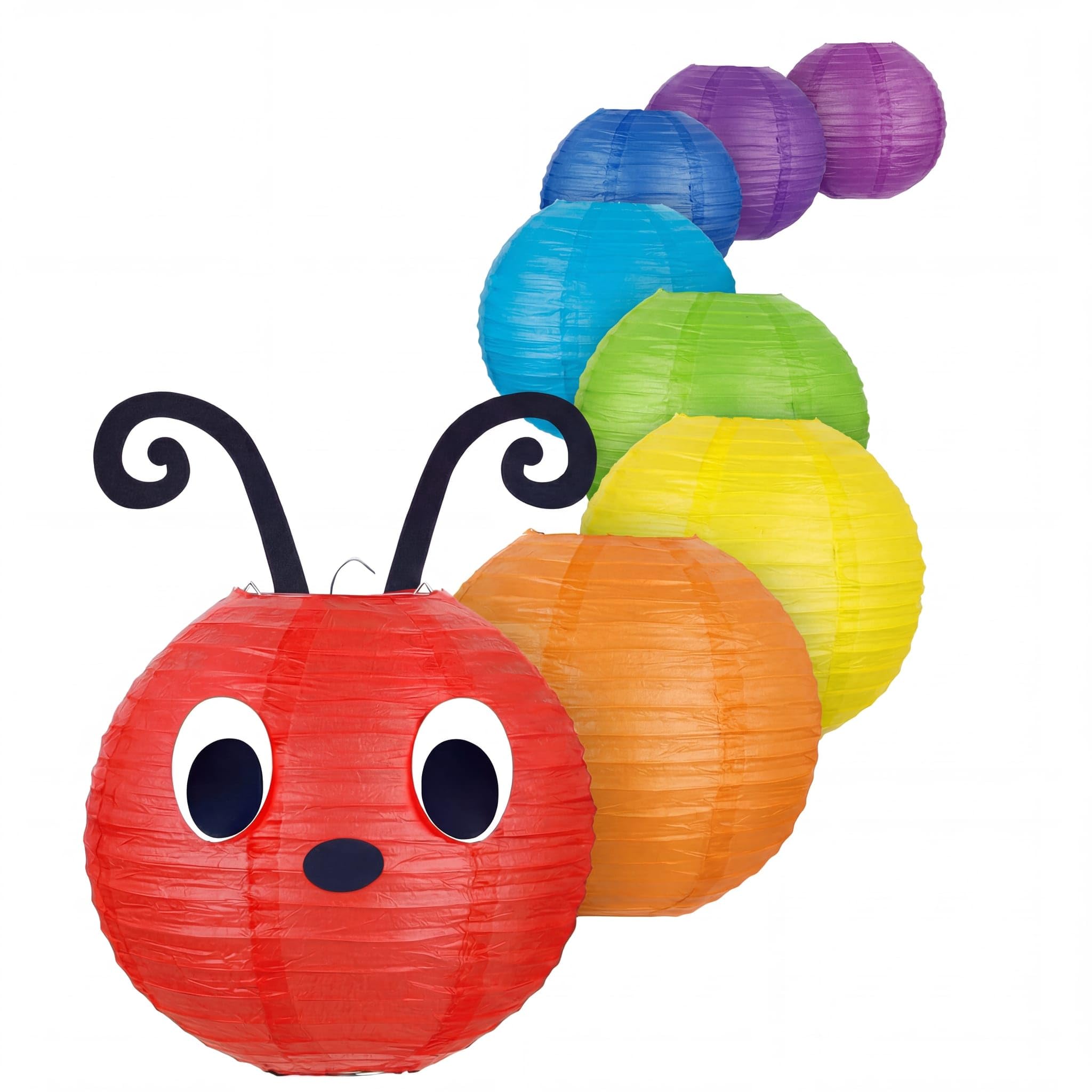 Hortsun 7 Pcs Caterpillar Theme Birthday Decorations Caterpillar Paper Lanterns Sets for School Classroom Birthday Party Favors,